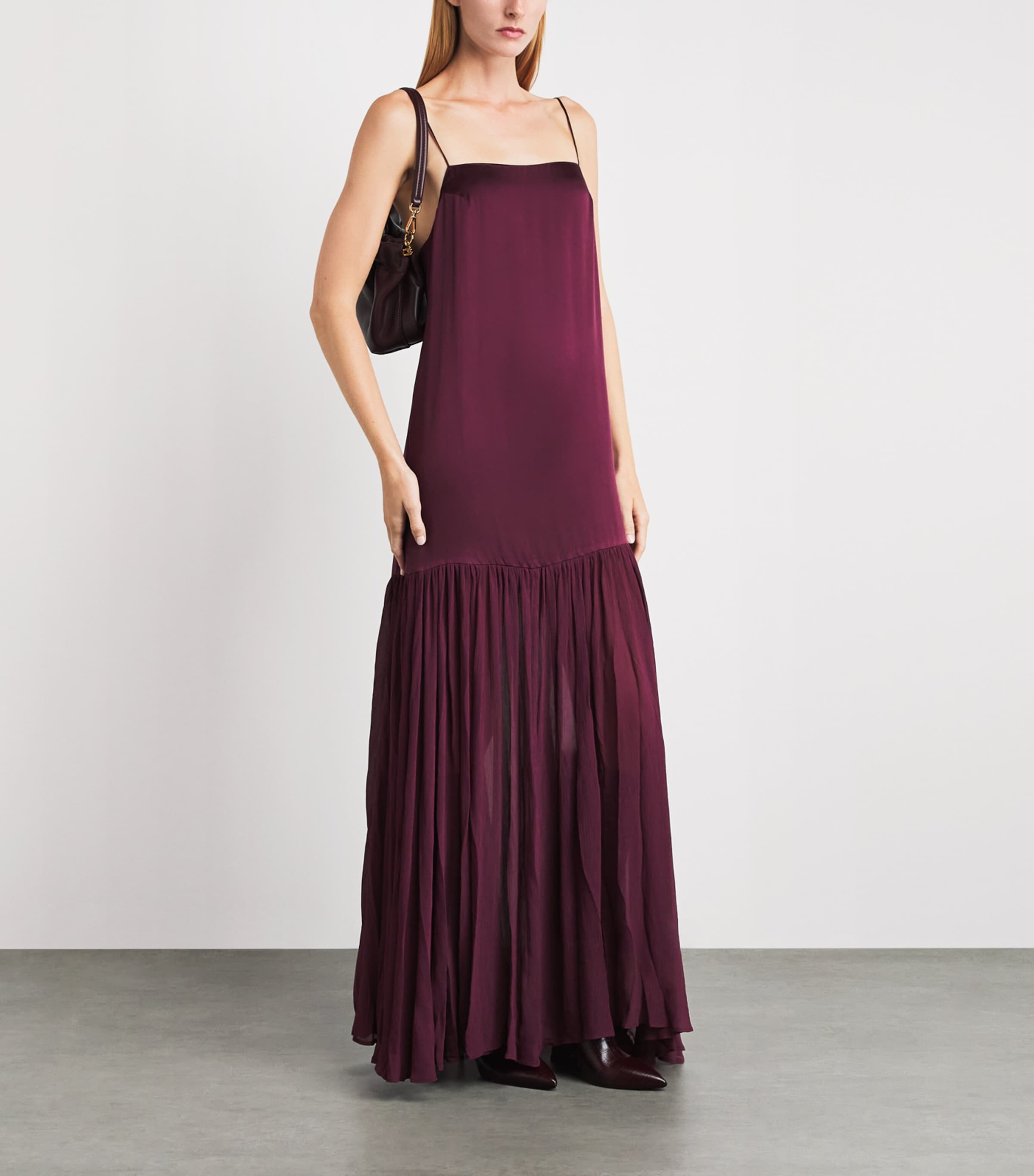 ANINE BING Womens Silk-Blend Clementine Maxi Dress Burgundy Image 2
