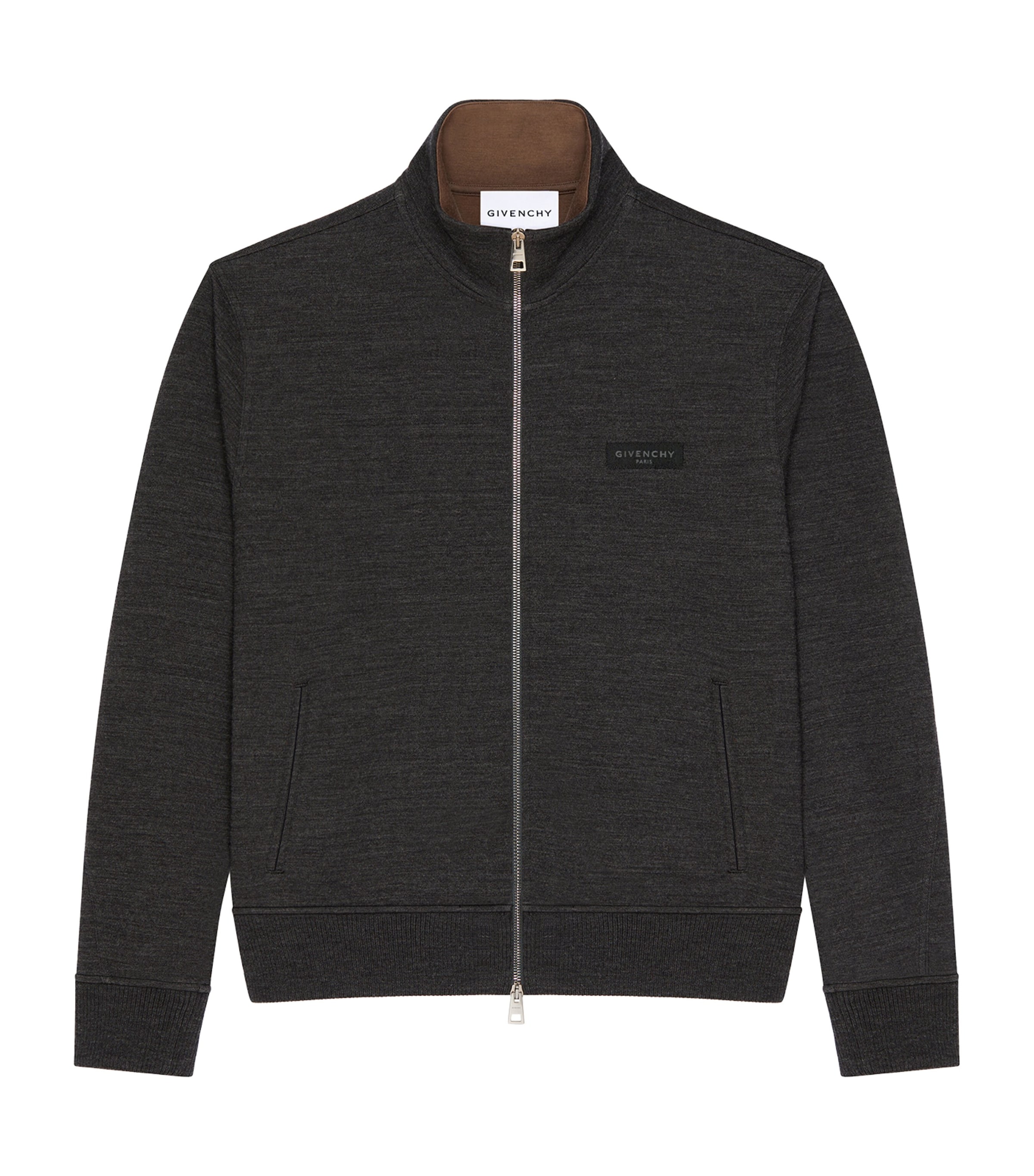 Wool Zip-Up Sweater GREY/BROWN Image 1