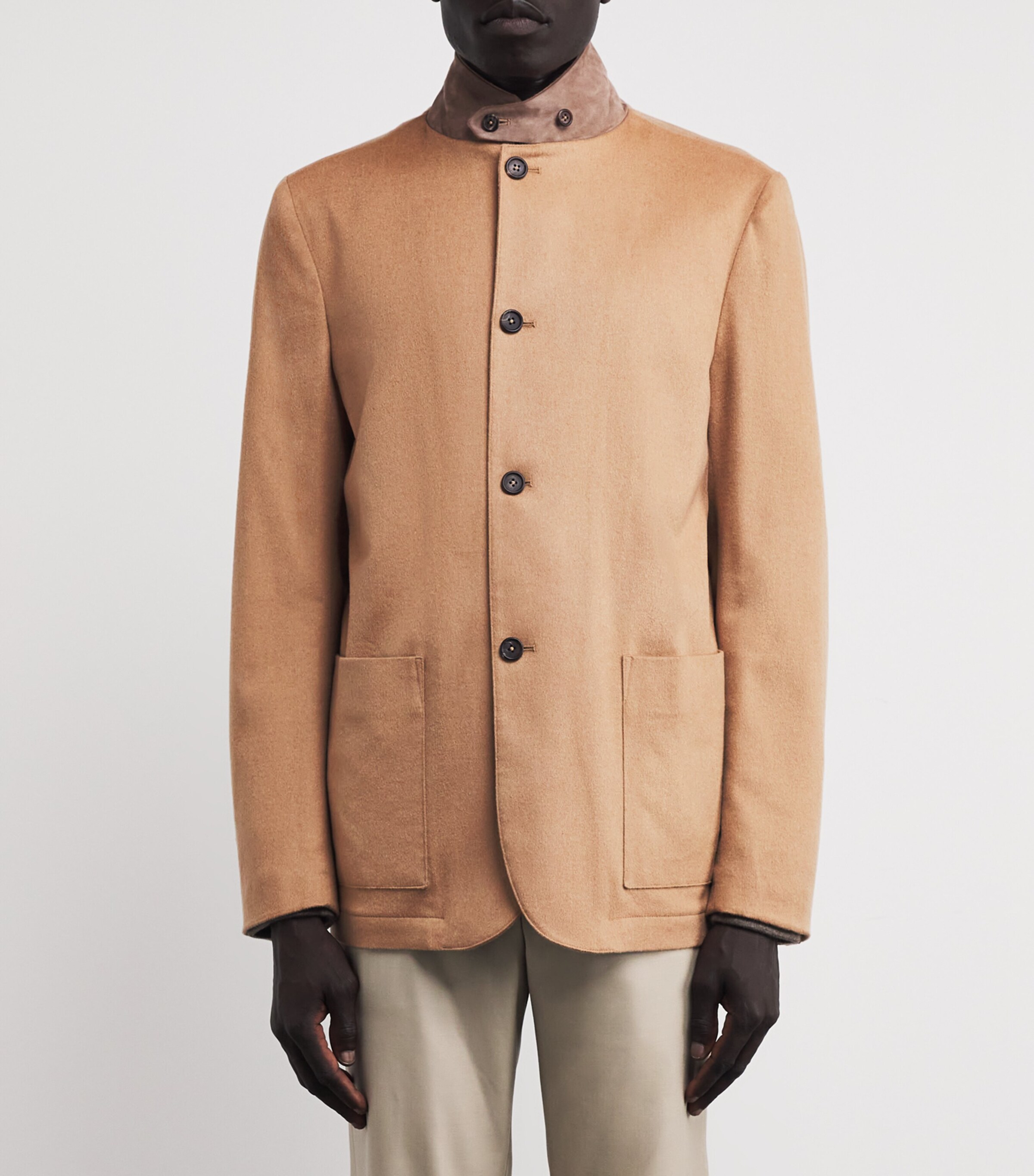 Fioroni Cashmere Mens Camel and Suede Jacket Natur Image 3