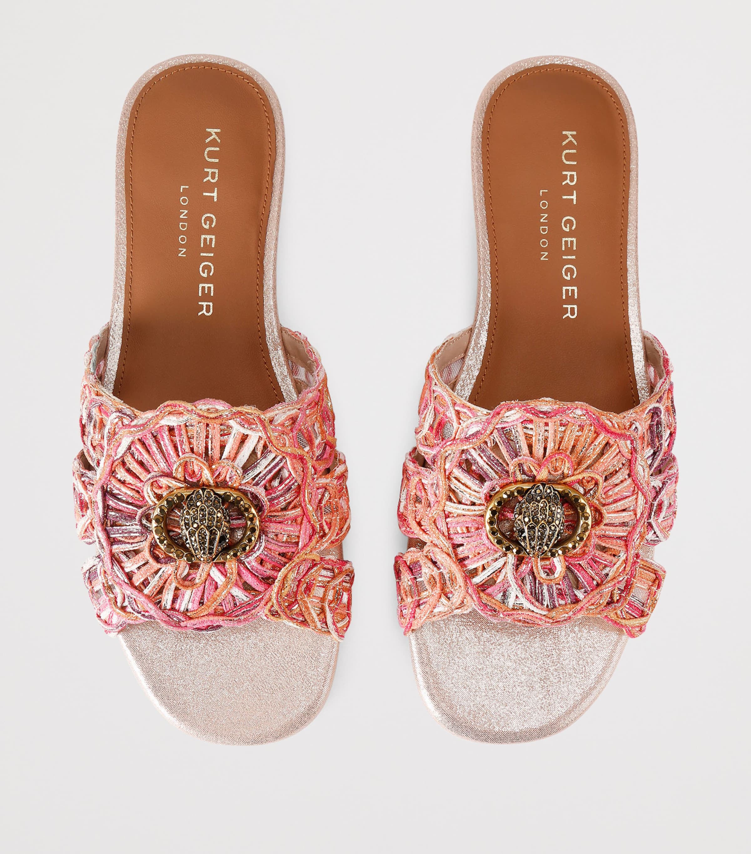 Kurt Geiger London Woven Chelsea Flat Sandals Pink Comb Image 4