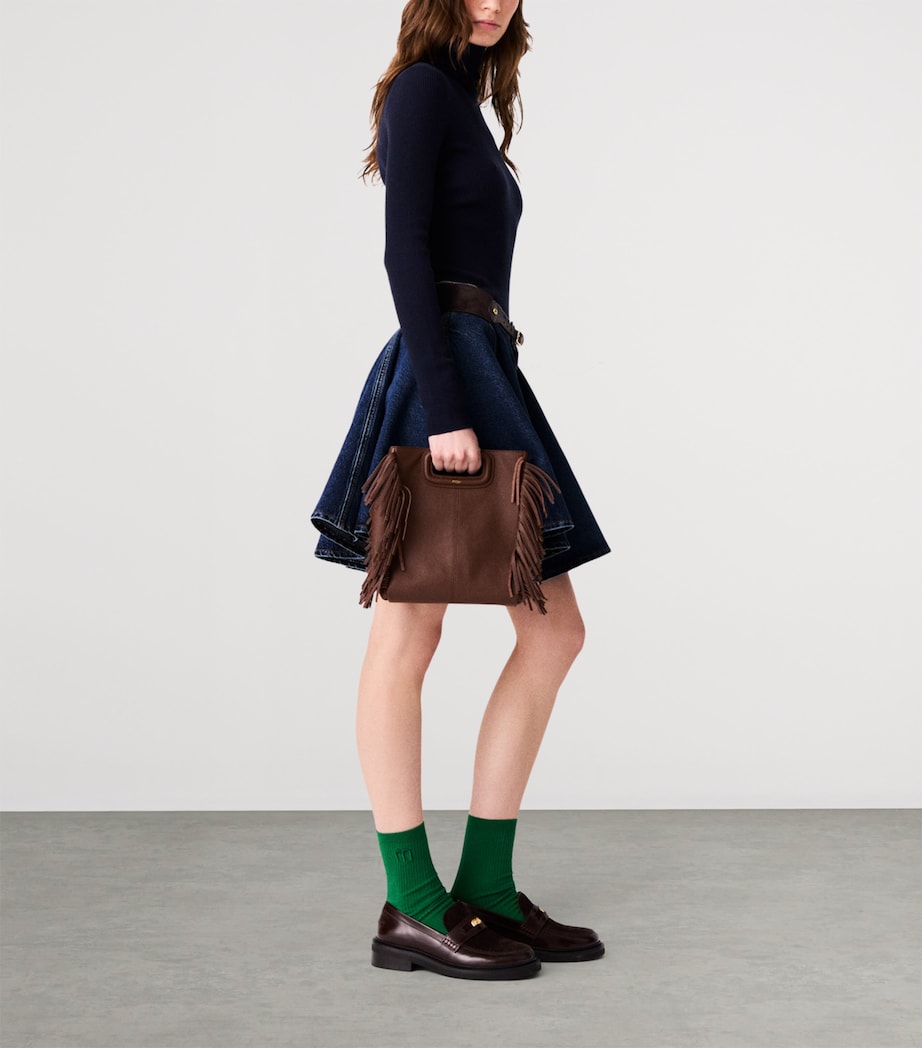 Maje Womens Wool-Silk Rollneck Sweater Navy Image 3