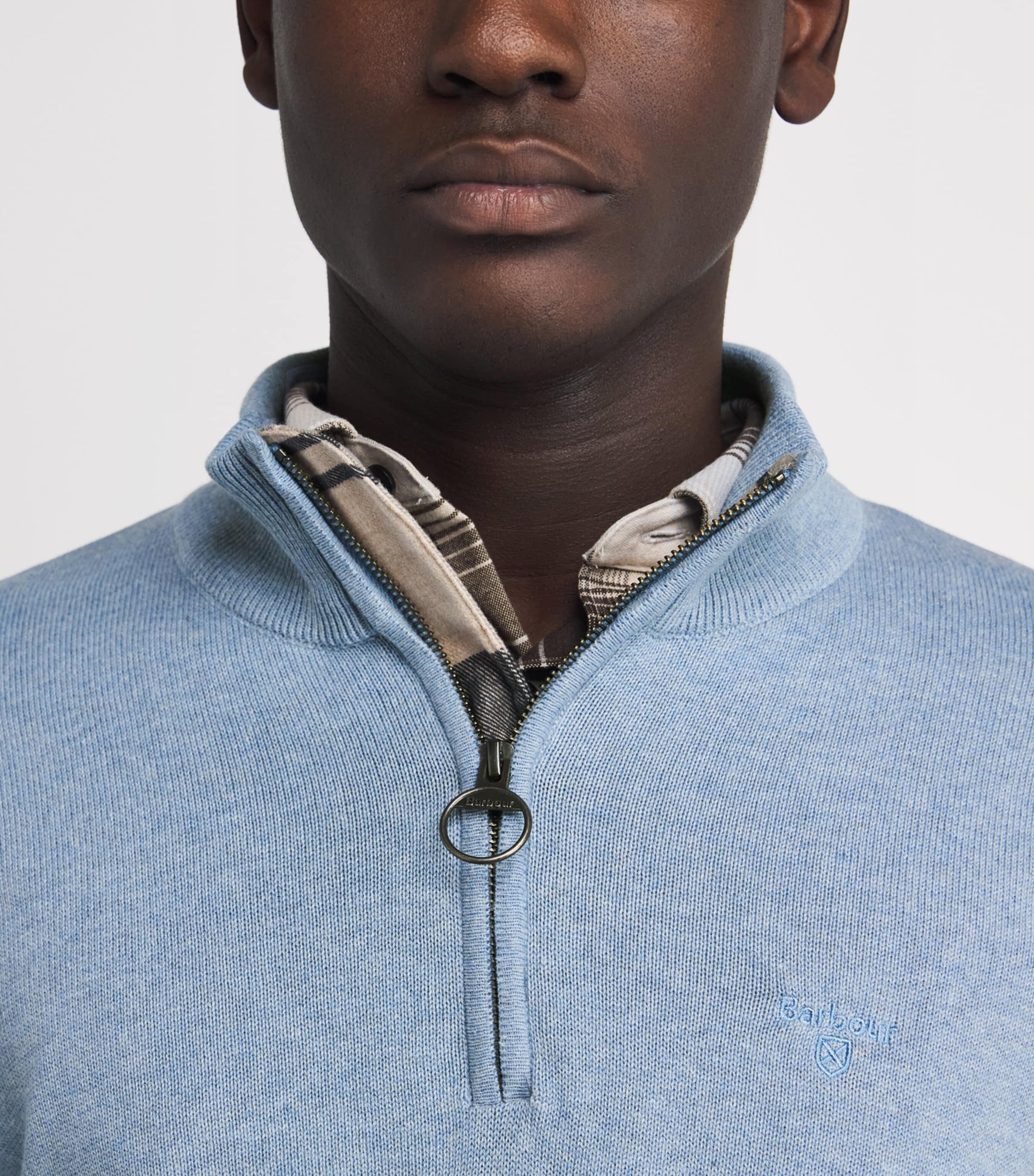 Cotton Half-Zip Sweater DARK CHAMBRAYBL14 Image 6