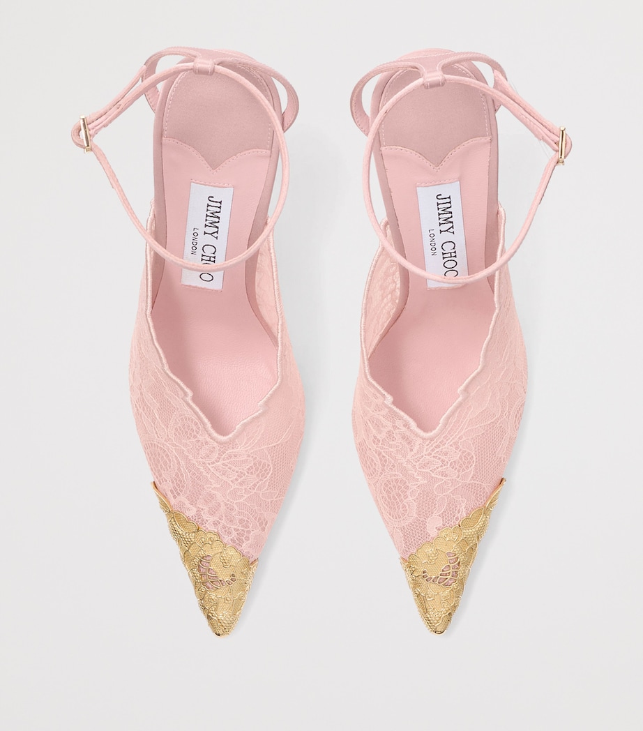 Jimmy Choo Faiz 100 Lace Heeled Pumps Rose/light Gold Image 3