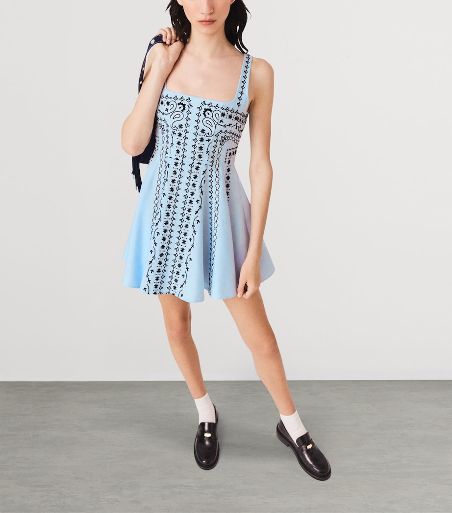 Maje Womens Linen-Blend Embroidered Mini Dress Blue Image 6