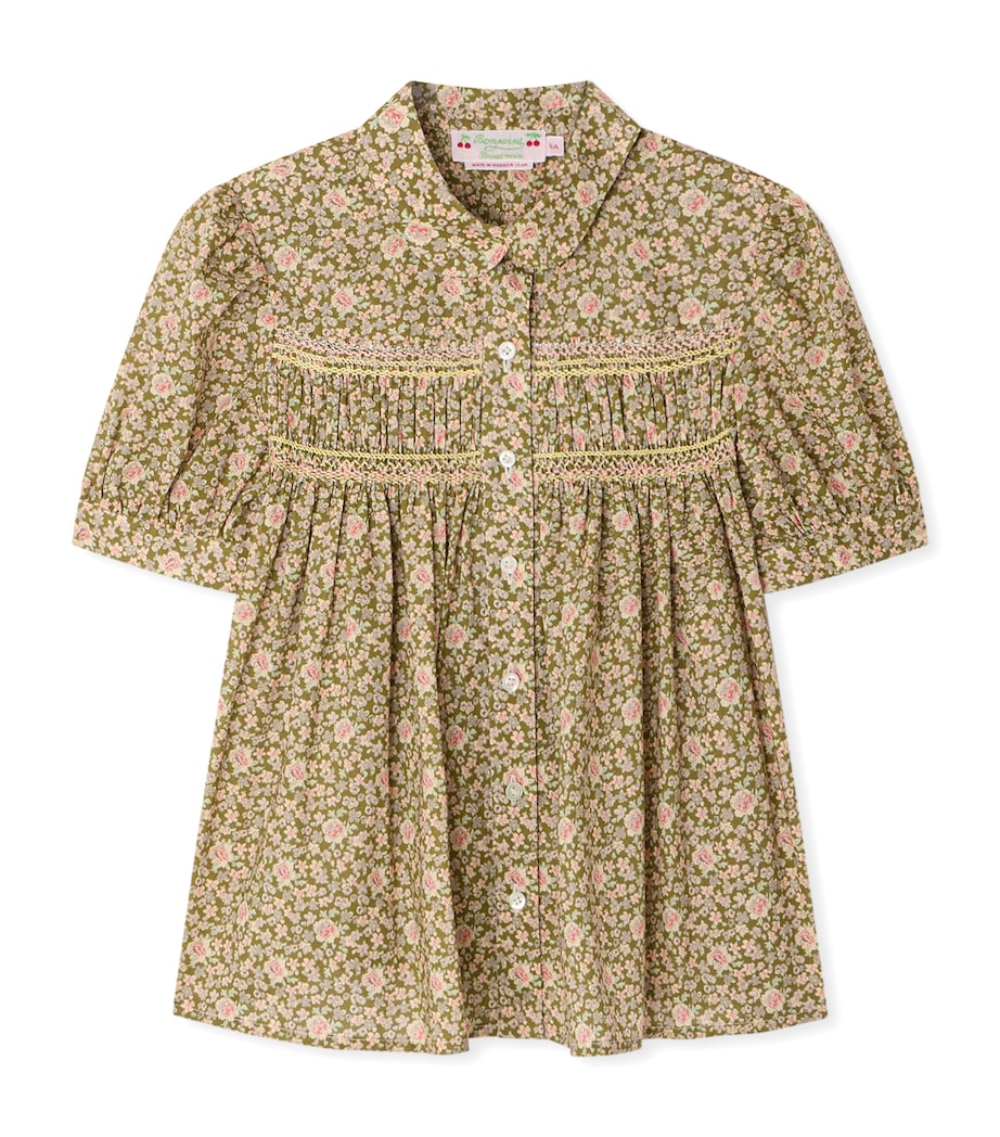 Organic Cotton Floral Laurence Blouse (10-14 Years) FLEURS TILLEUL Image 1