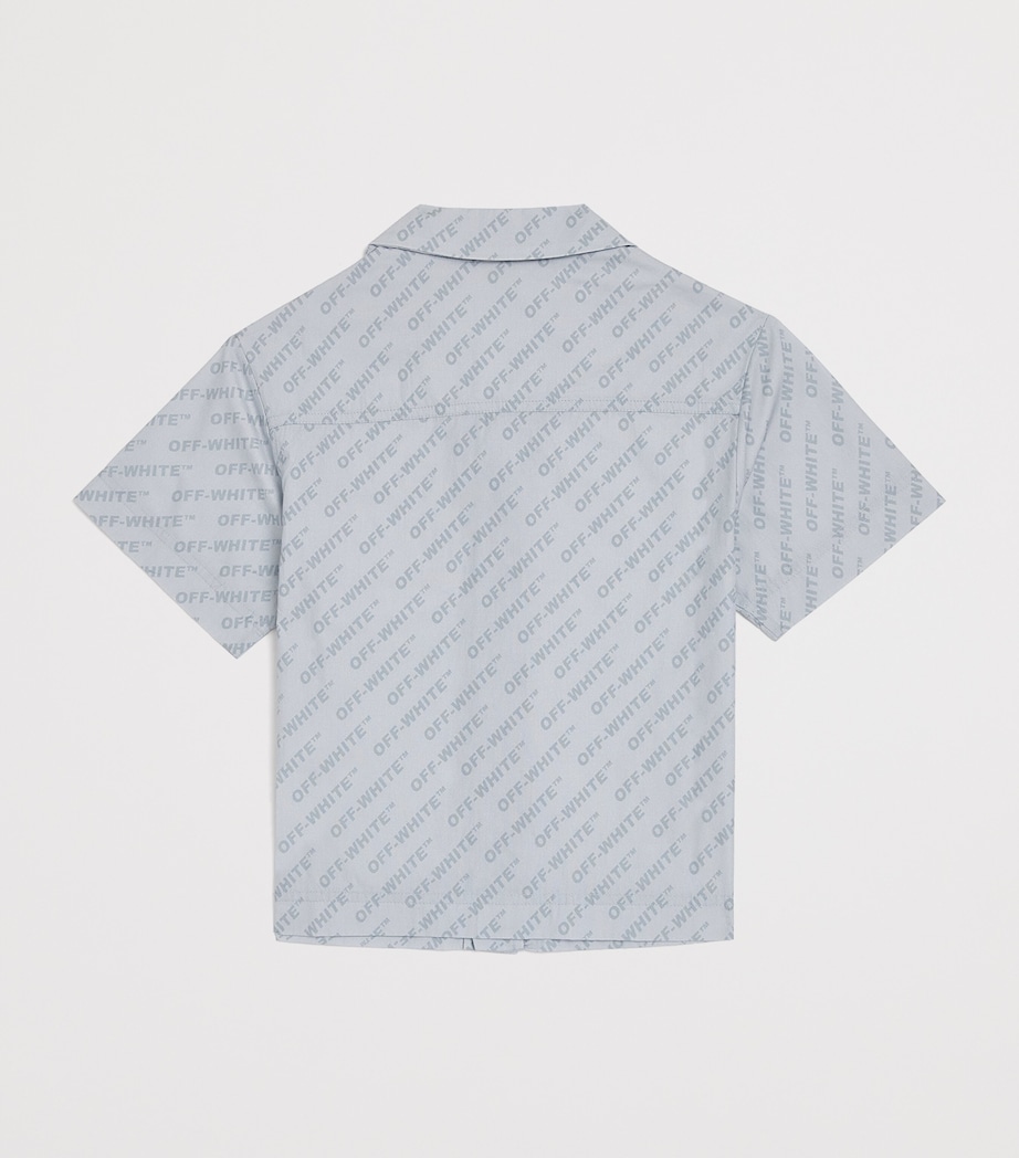 Off-White Kids Logo Bowling Shirt (4-12+ Years) Dusty Blue Image 2