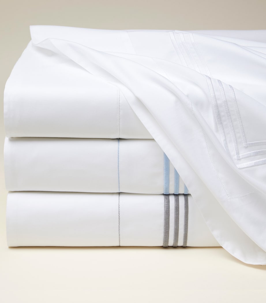 Tre Righe King Flat Sheet (275cm x 275cm) WHT/CHARCOAL Image 2