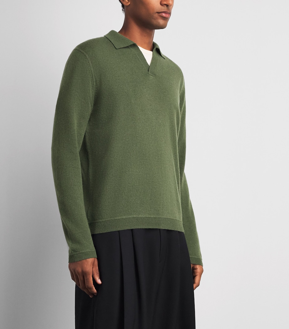 Allude Mens Virgin Wool Open-Collar Polo Sweater Image 4