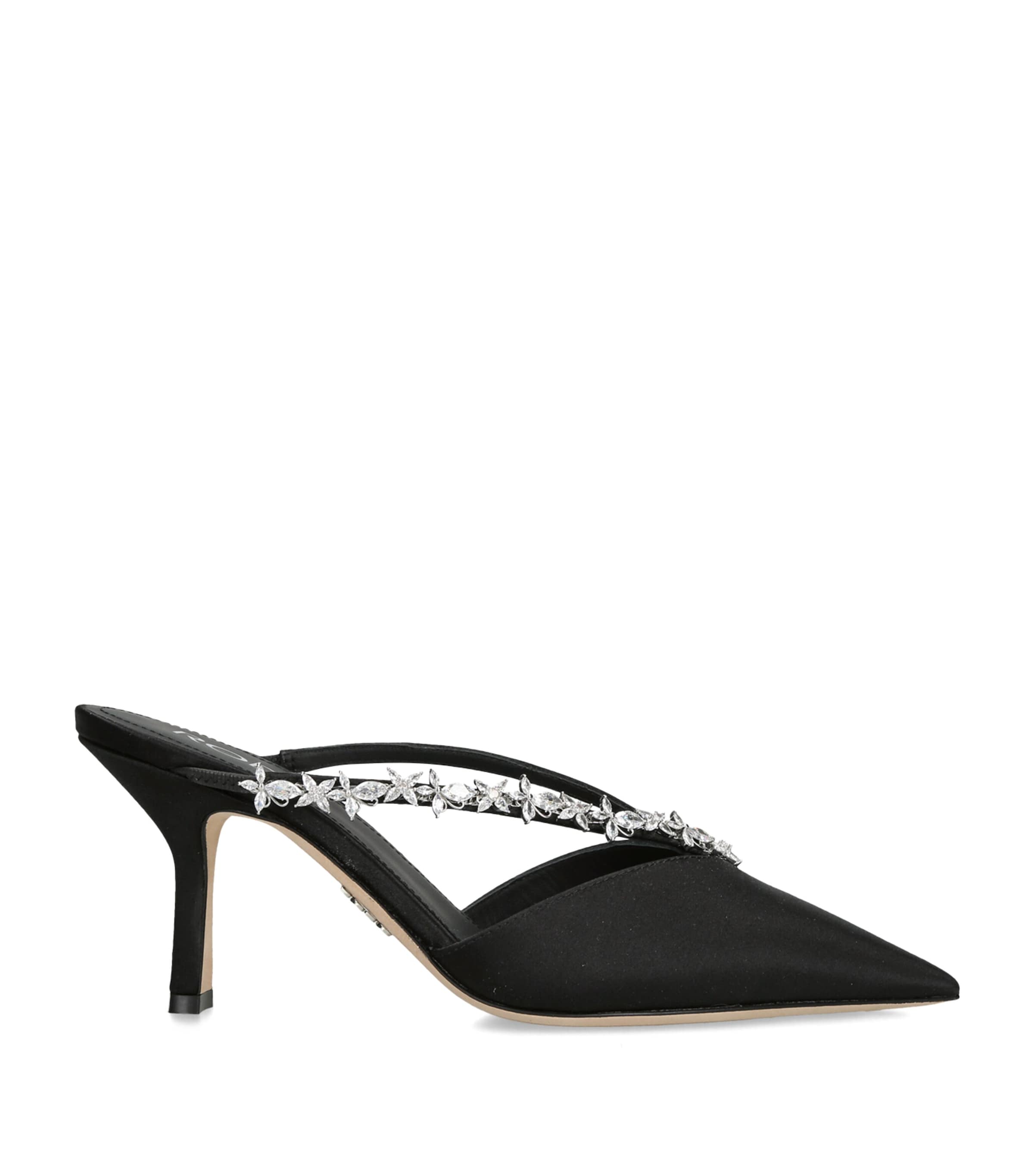 Rodo Satin Kayla Heeled Mules 75 In Black