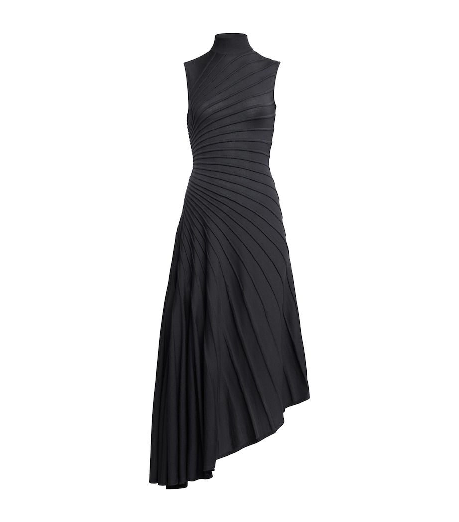 Wool Asymmetric Ray Midi Dress ANTHRACITE Image 1