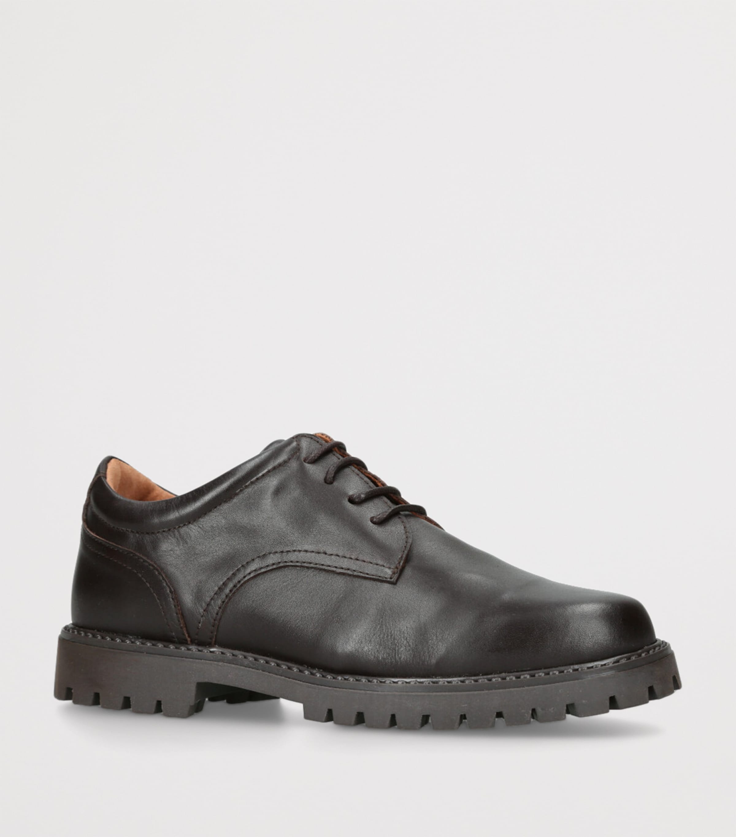 papouelli Leather Lace-Up Harry School Shoes Dark Brown Image 3