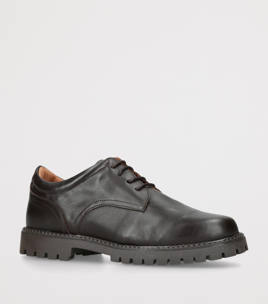 papouelli Leather Lace-Up Harry School Shoes Dark Brown Image 3