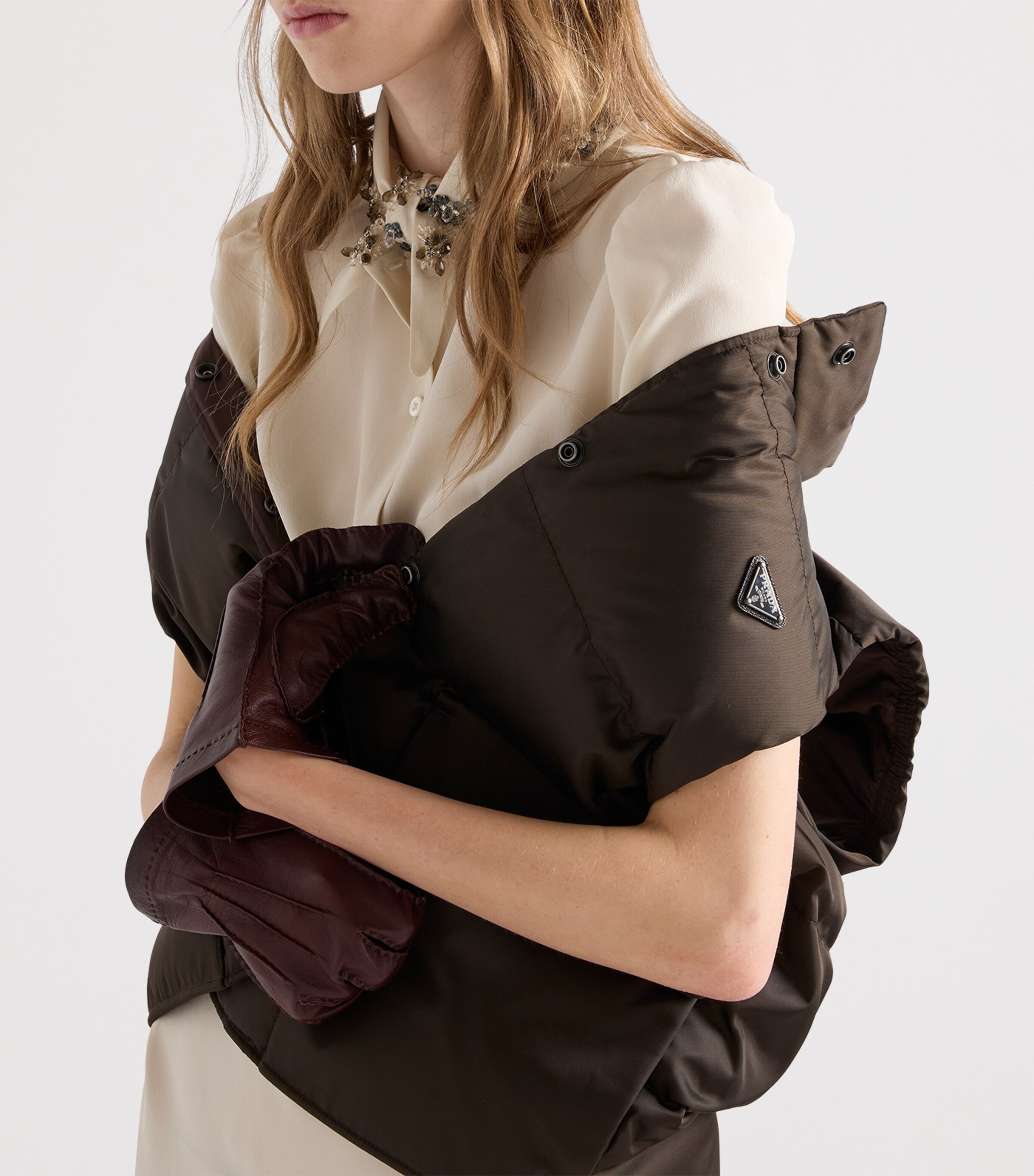 Prada Womens Down-Filled Gilet Brown Image 4