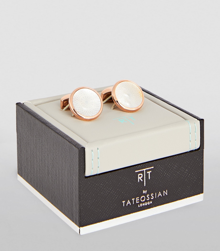 Tateossian Rose Gold-Plated Pearl Cufflinks White Image 2
