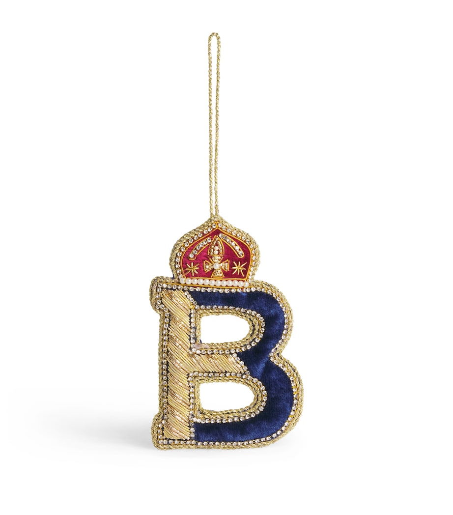 Tinker Tailor Letter B Tree Decoration Navy, Gold & Wine Image 1