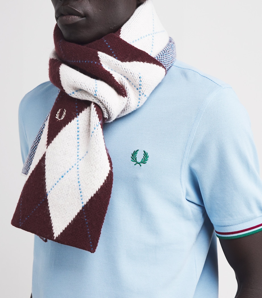 Wool Argyle Scarf 560-ECRU Image 3