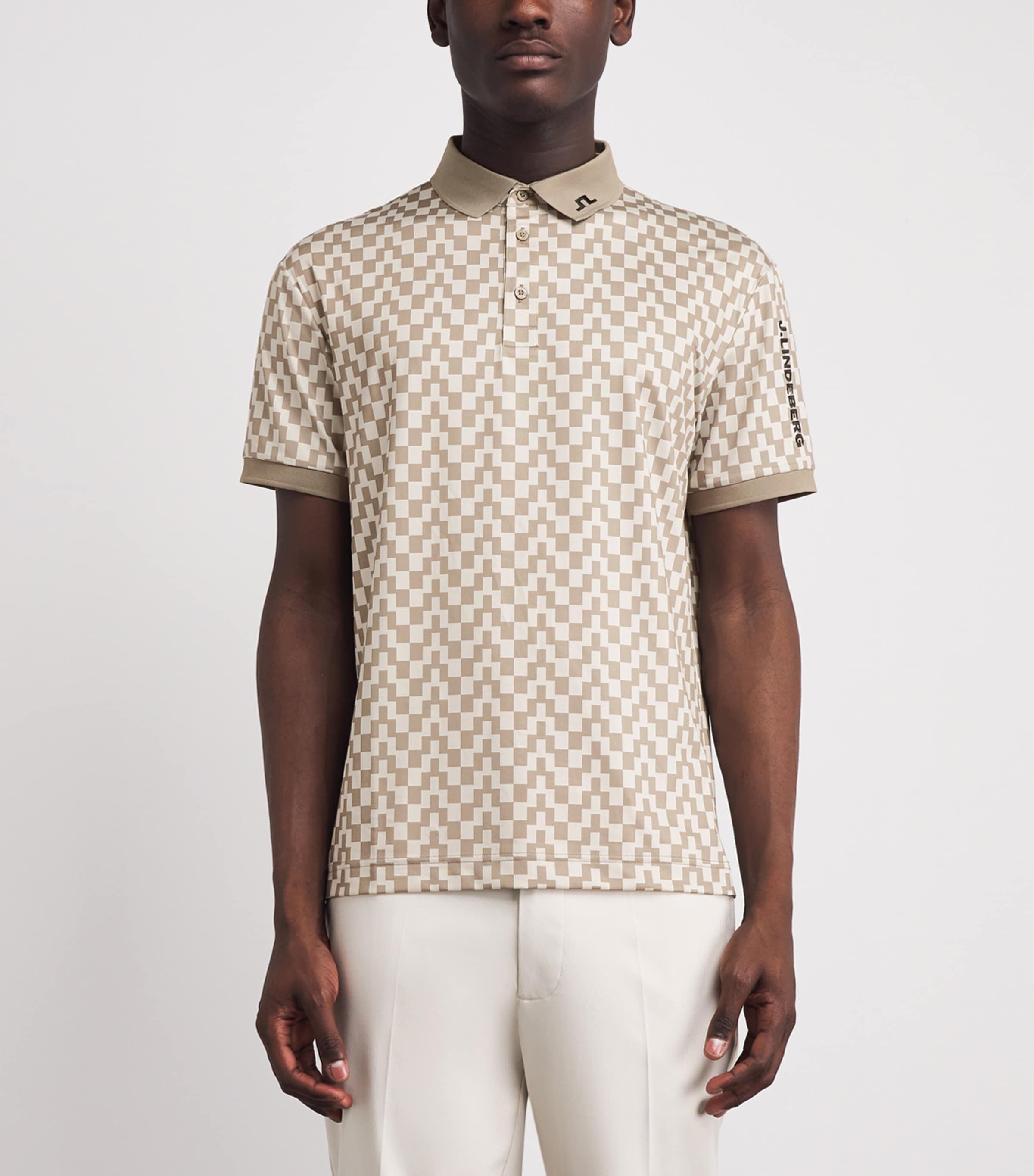 J Lindeberg Mens Tour Tech Print Polo Shirt Bridge Stack Image 4