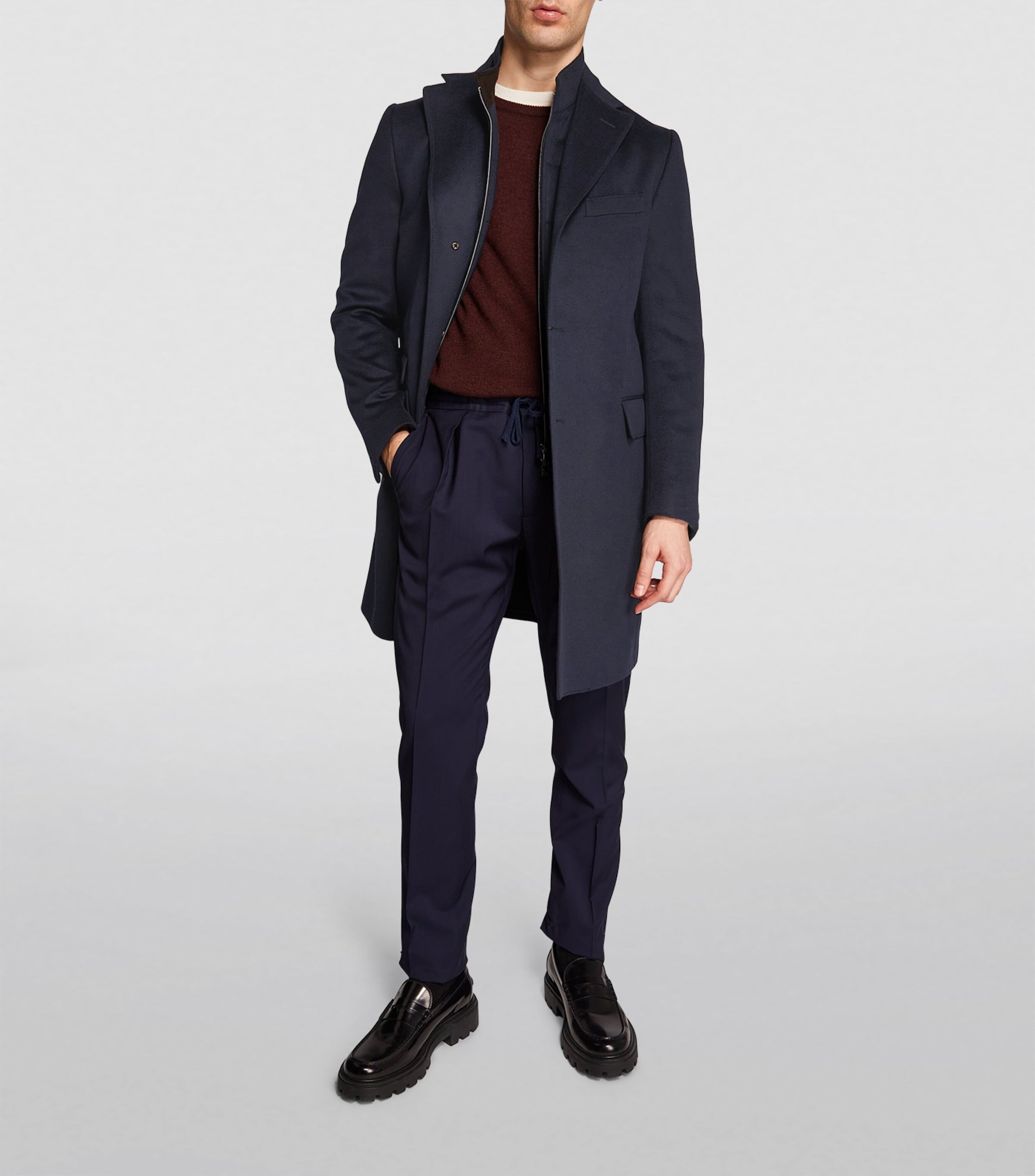 Virgin Wool Overcoat NAVY-002 Image 5