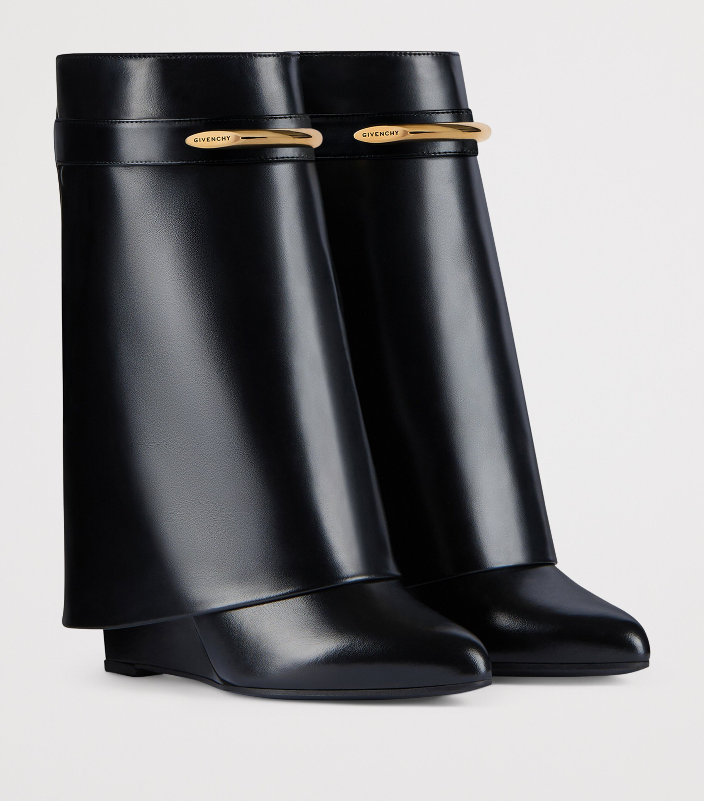 Leather Shark Ankle Boots 95 BLACK Image 4