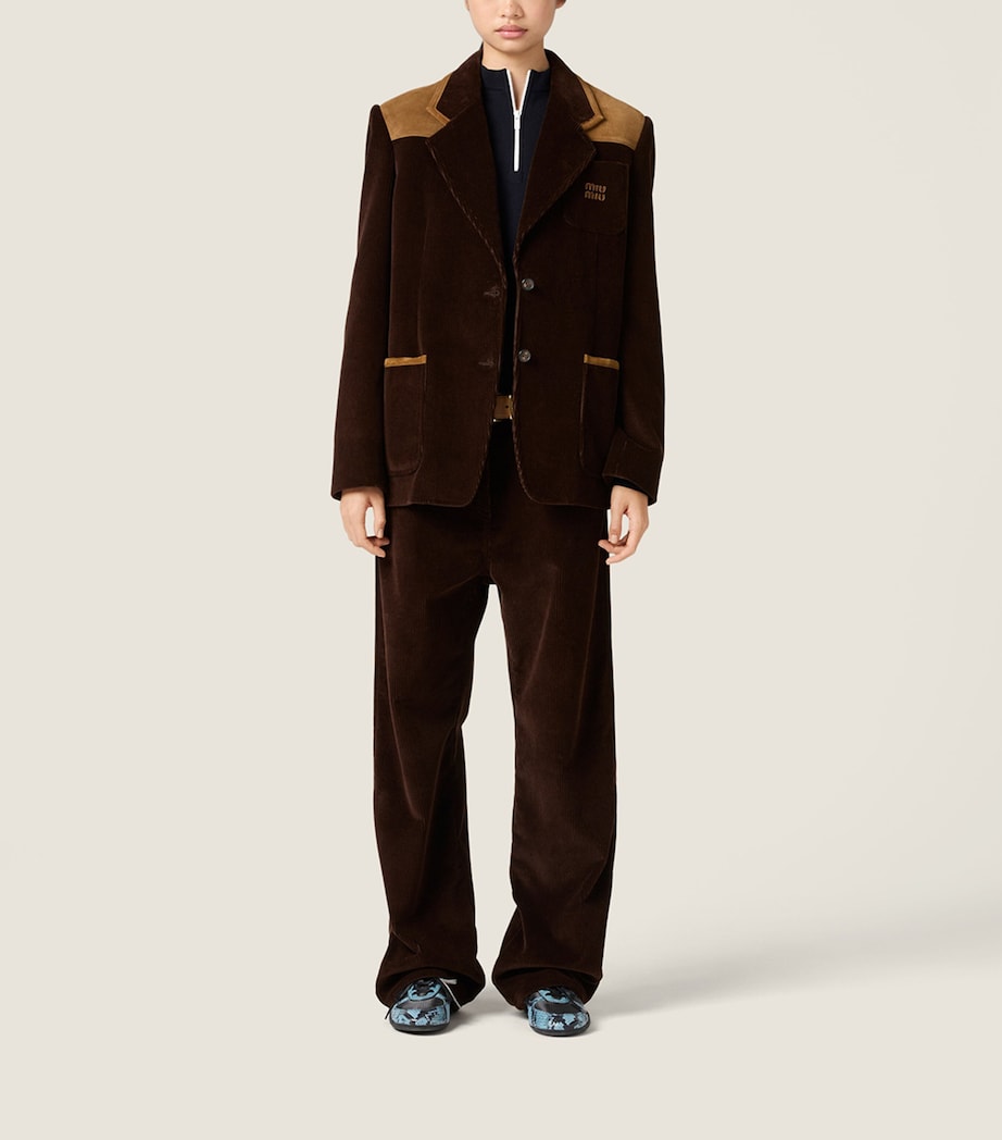 Miu Miu Womens Corduroy Straight Trousers Brown Image 2