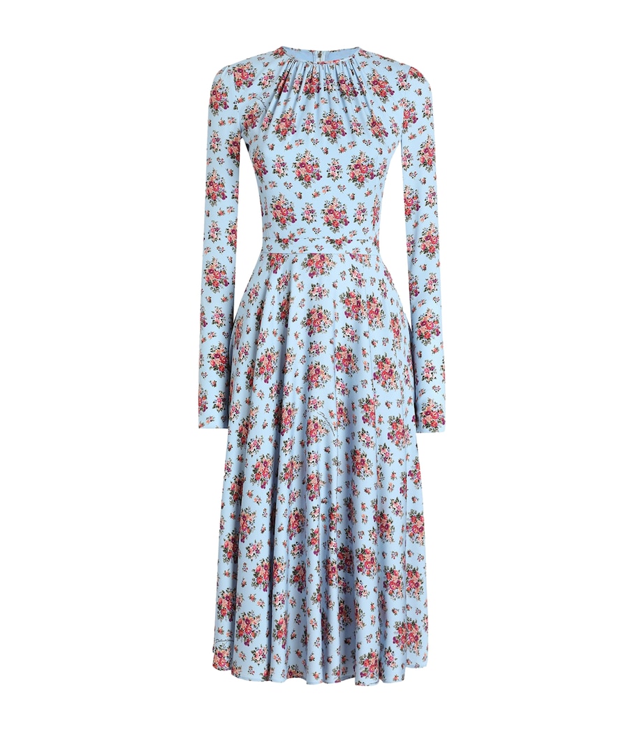 Dolce&Gabbana Womens Stretch-Silk Floral Maxi Dress Mazz Image 1
