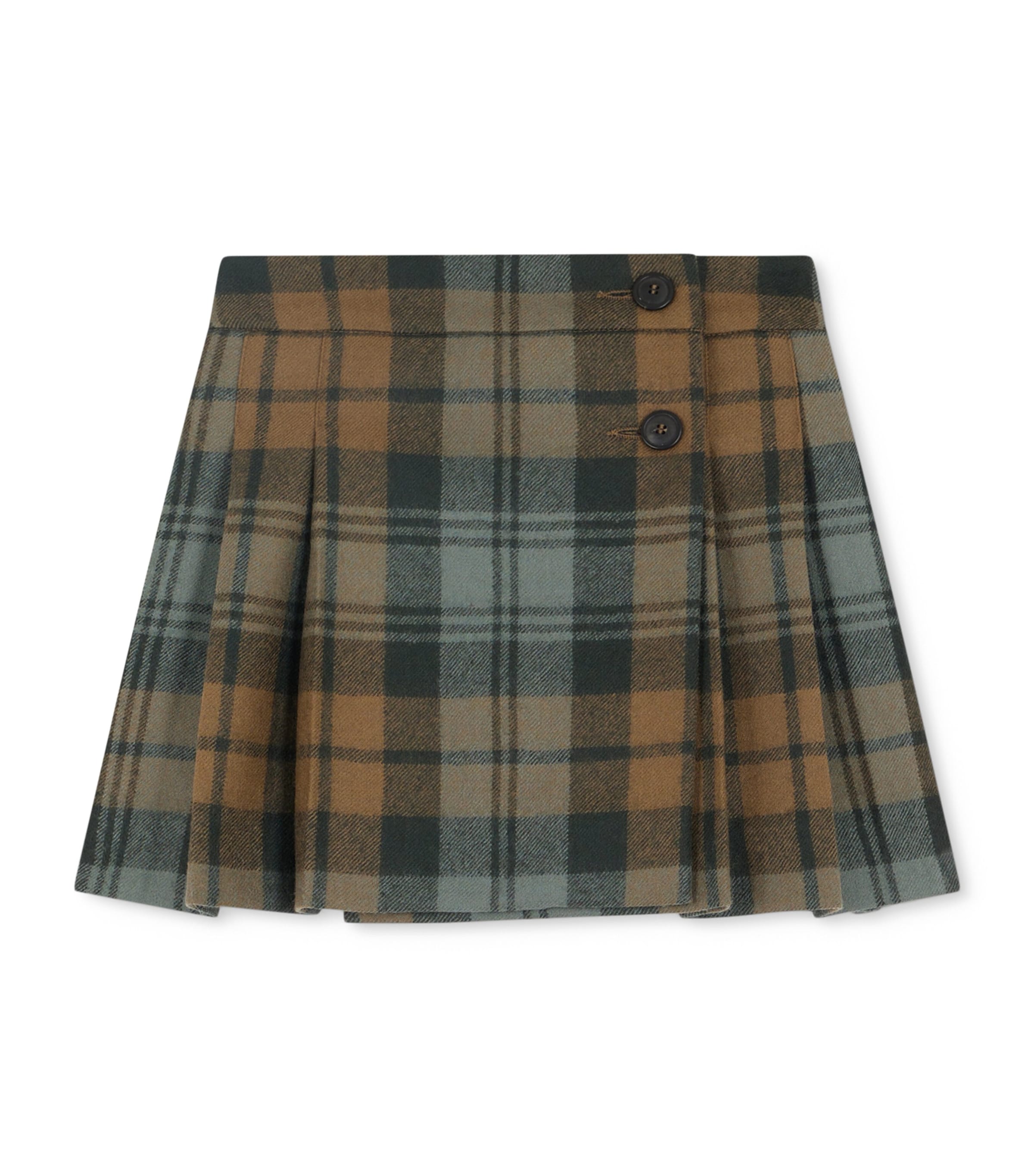Wool Plaid Mini Skirt (4-8 Years) CARREAUX MARRON Image 1