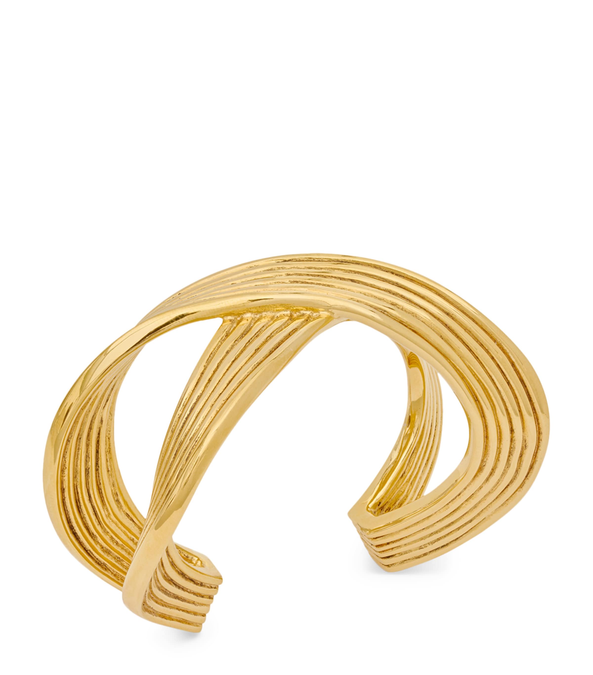 Saint Laurent Twisted Bangle In Metallic