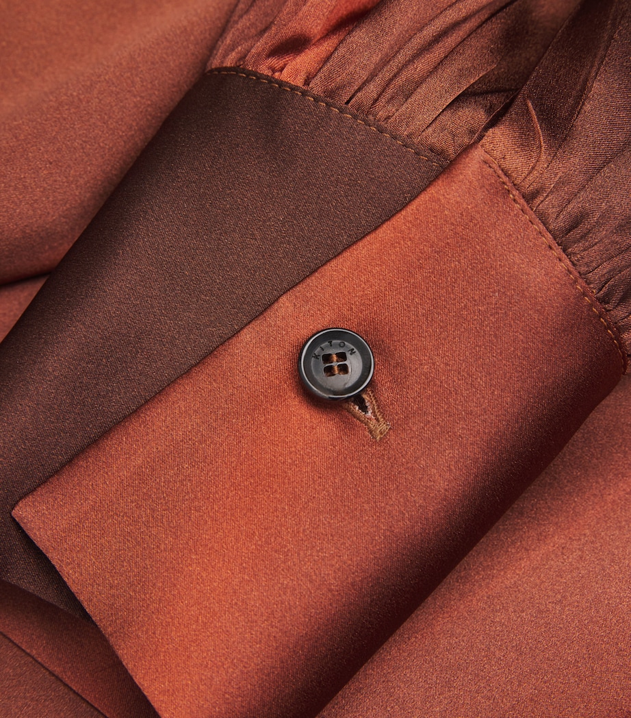 Kiton Womens Silk Maxi Shirt Dress Brown/rust Image 5