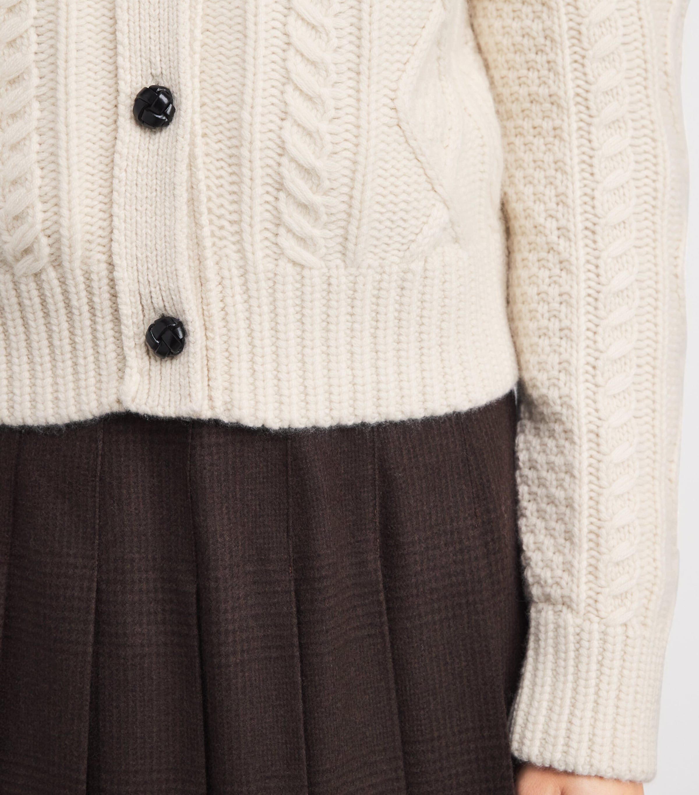 Cashmere The Cable Knit Cardigan CREAM Image 6