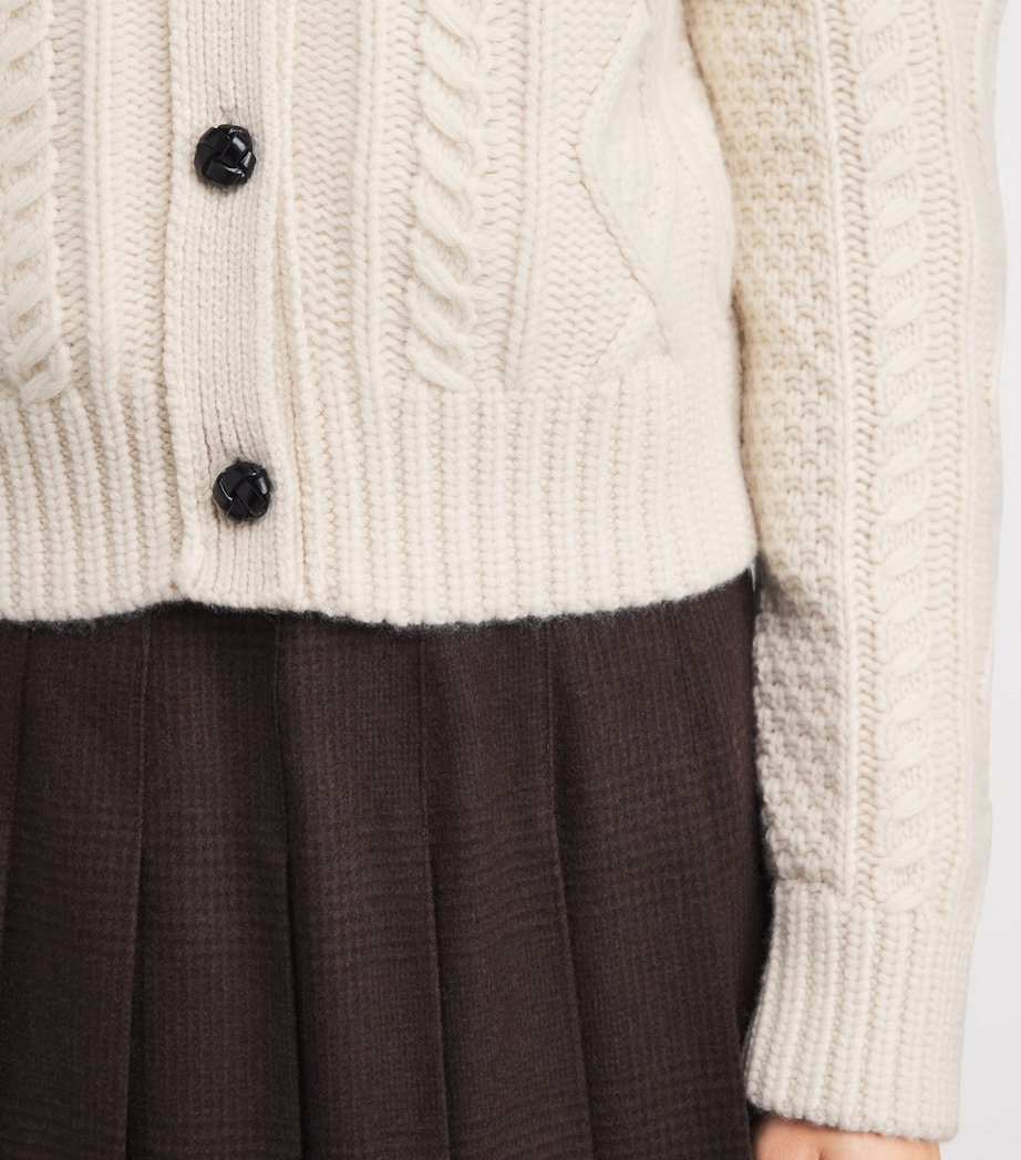 Cashmere The Cable Knit Cardigan CREAM Image 6