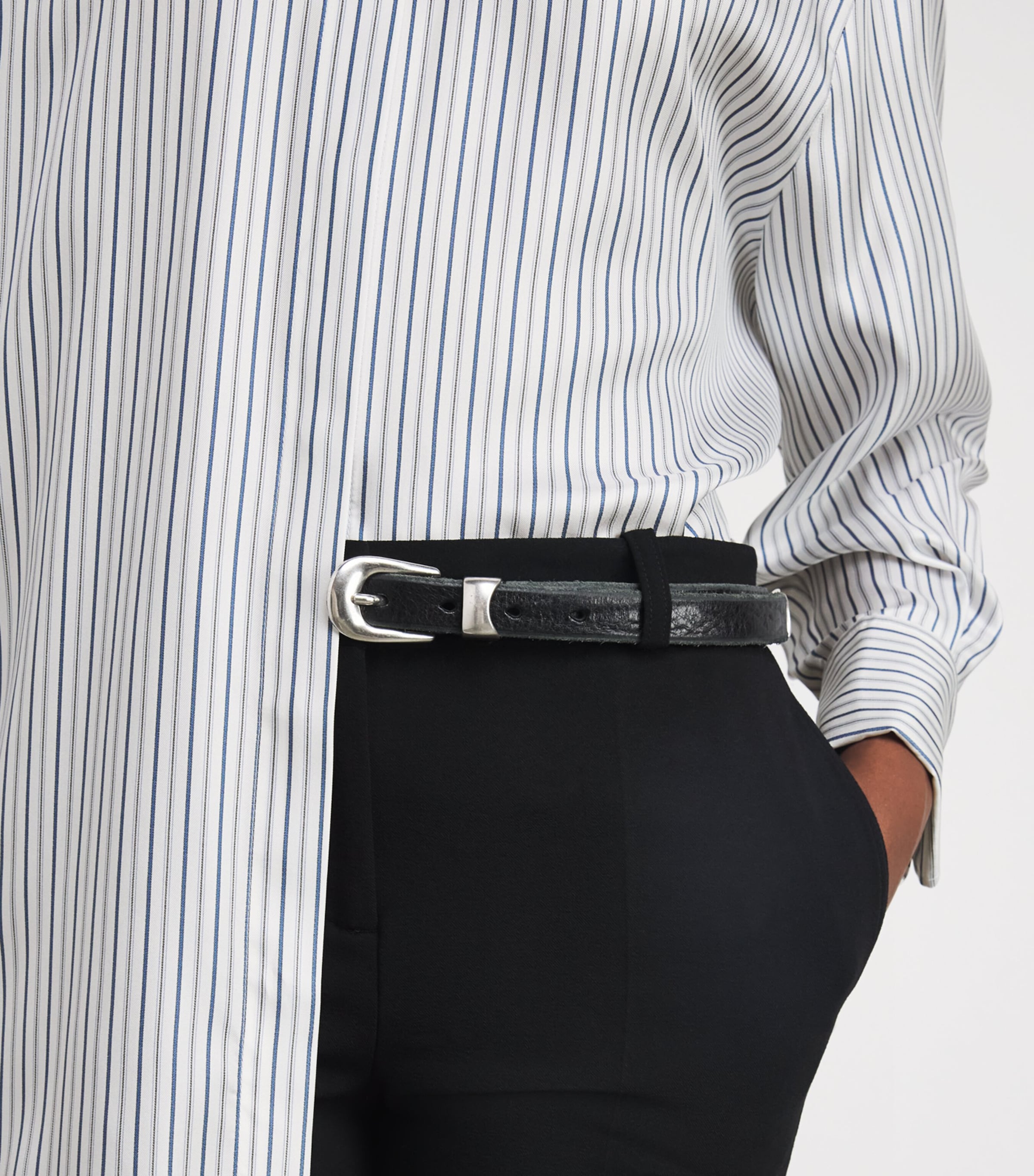 Silk Stripe Mini Shirt Dress SILK Image 6