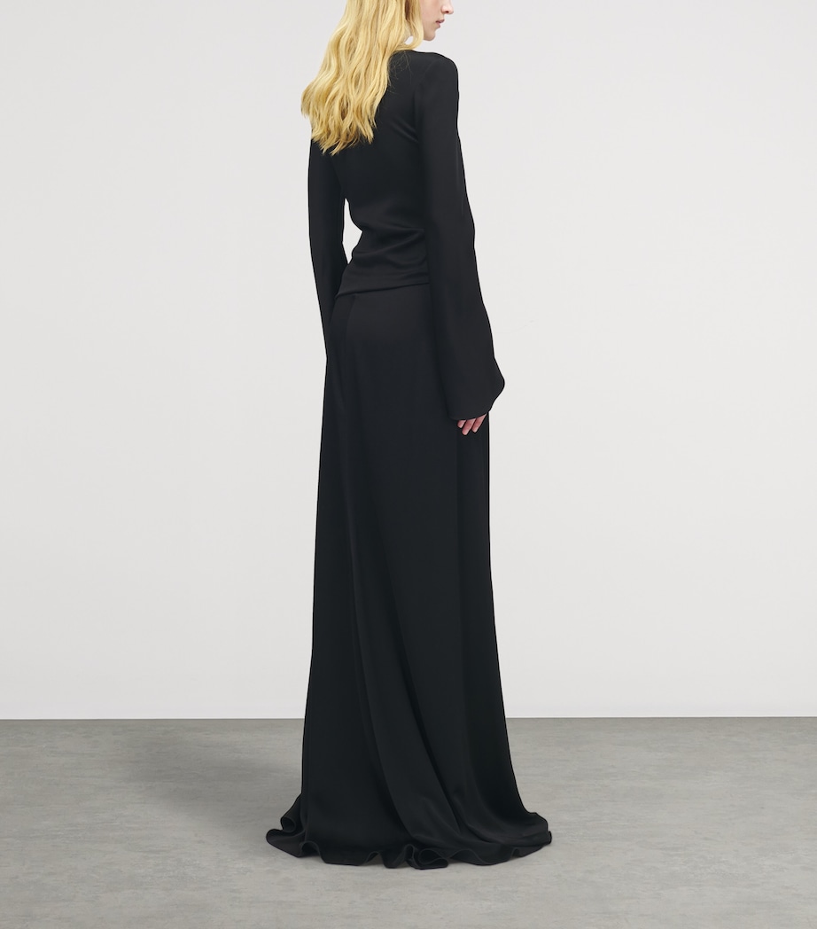 McQueen Womens Embellished Draped Maxi Dress Image 3