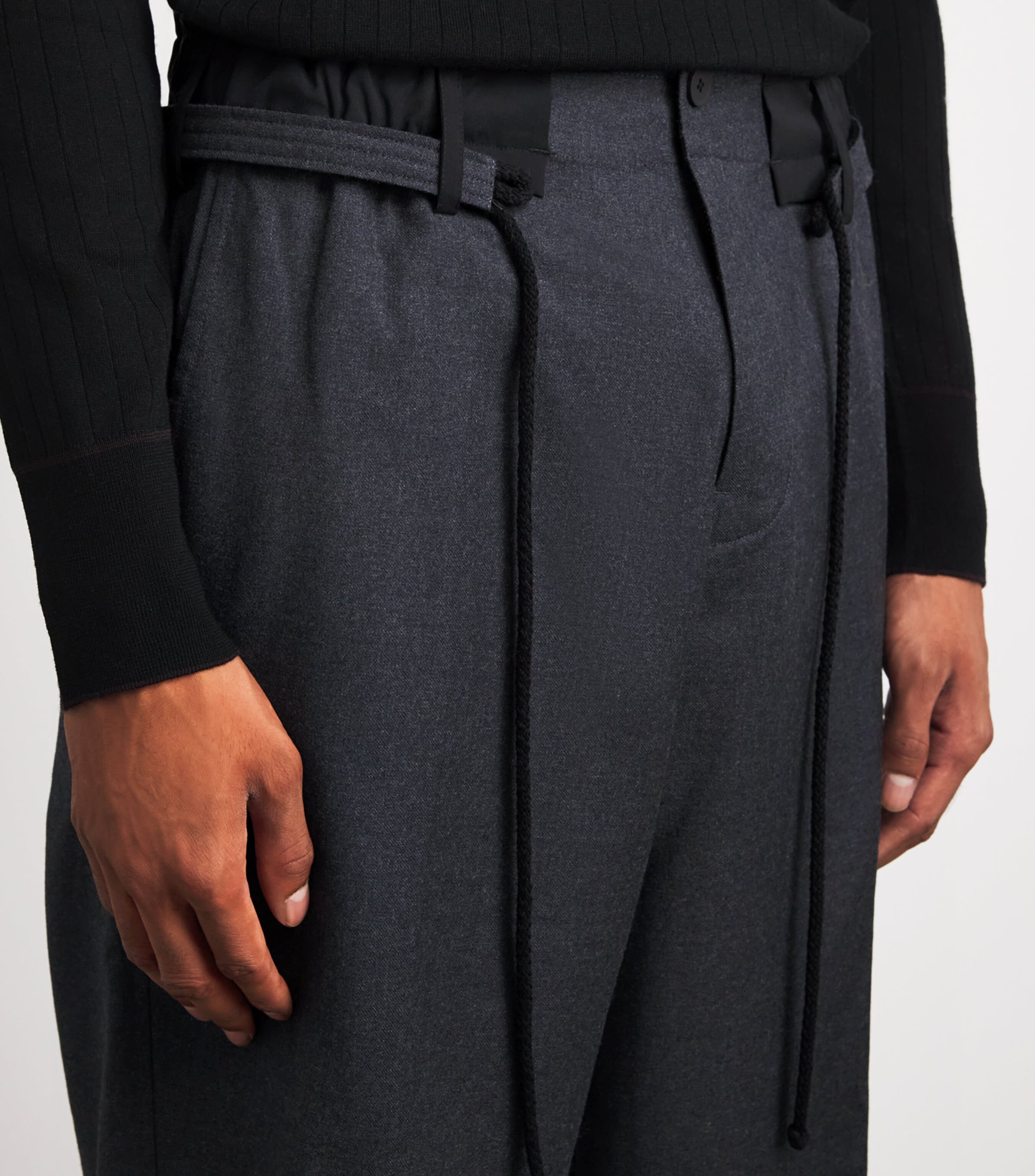 Craig Green Mens Wool Lace Wide-Leg Trousers Grey Image 3