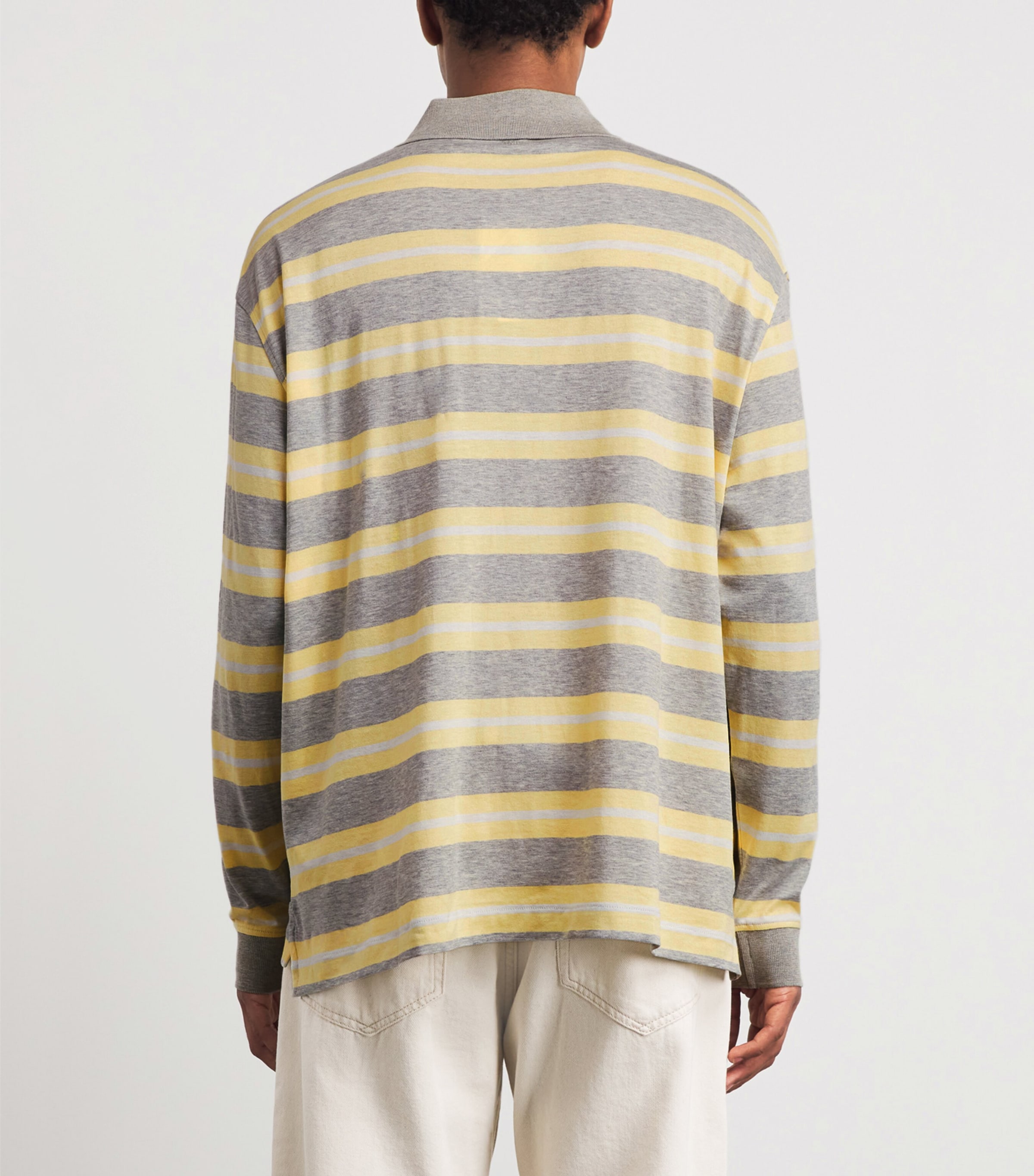 AMI Paris Mens Oversized Stripe Polo Shirt Grs Chn/junblnc Image 5