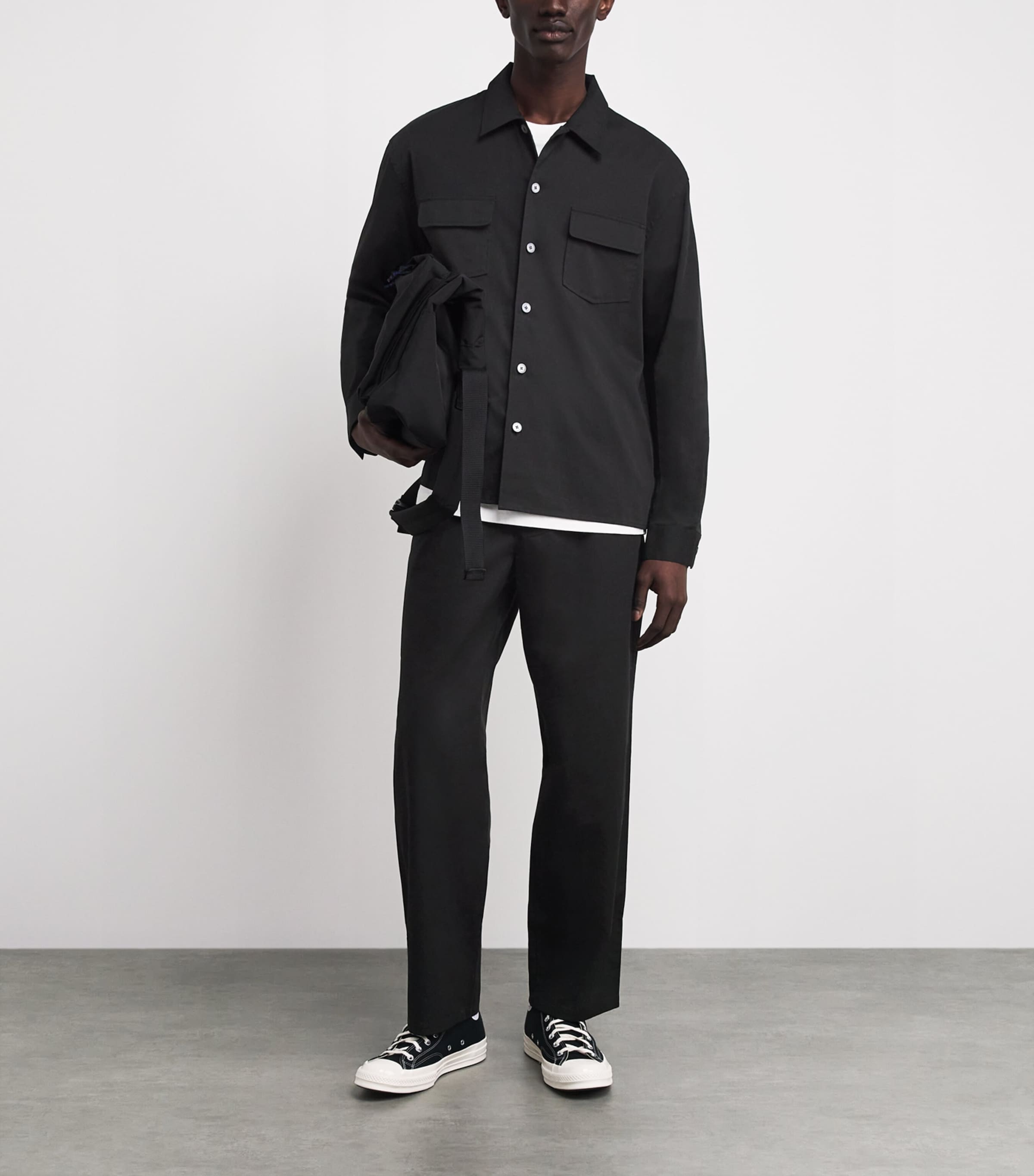 Cotton Patch-Pocket Overshirt WASHED BLACK Image 2