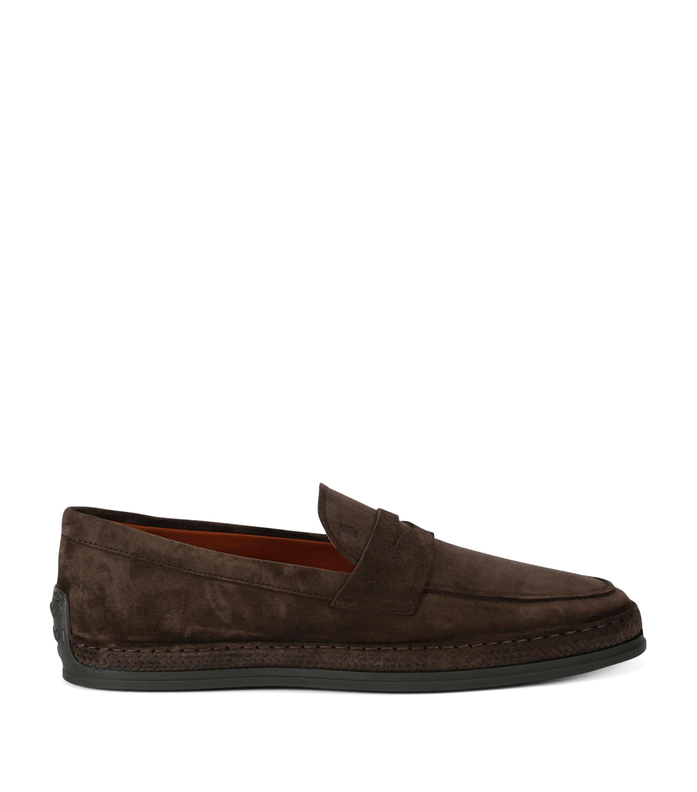 Tod's Mens Gomma Tv Slip-on Suede Loafers Brow In Brown