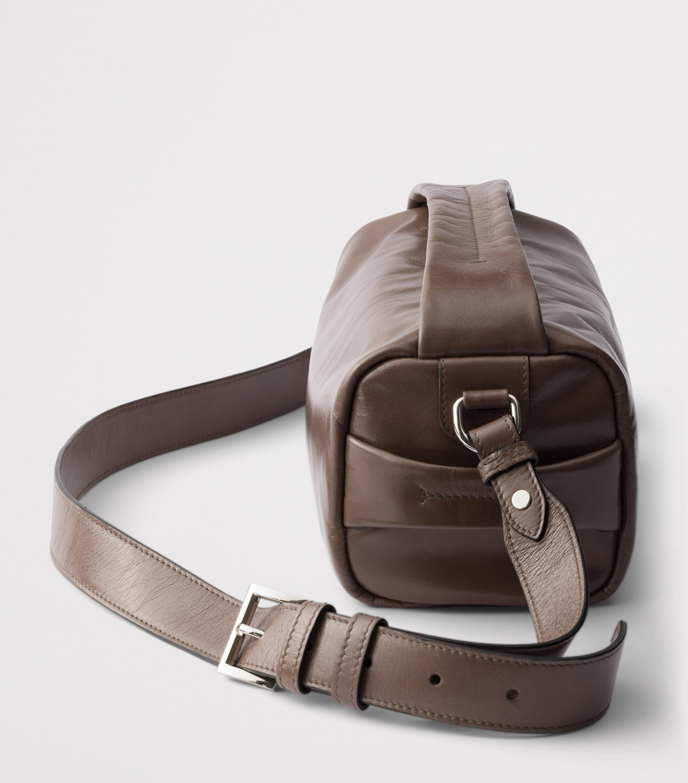 Prada Leather Shoulder Bag Grey Image 7