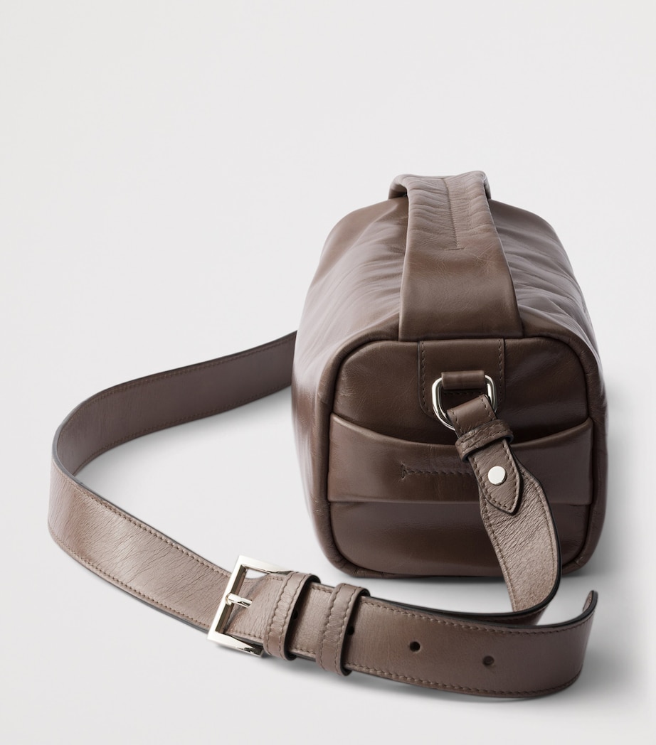 Prada Leather Shoulder Bag Grey Image 7