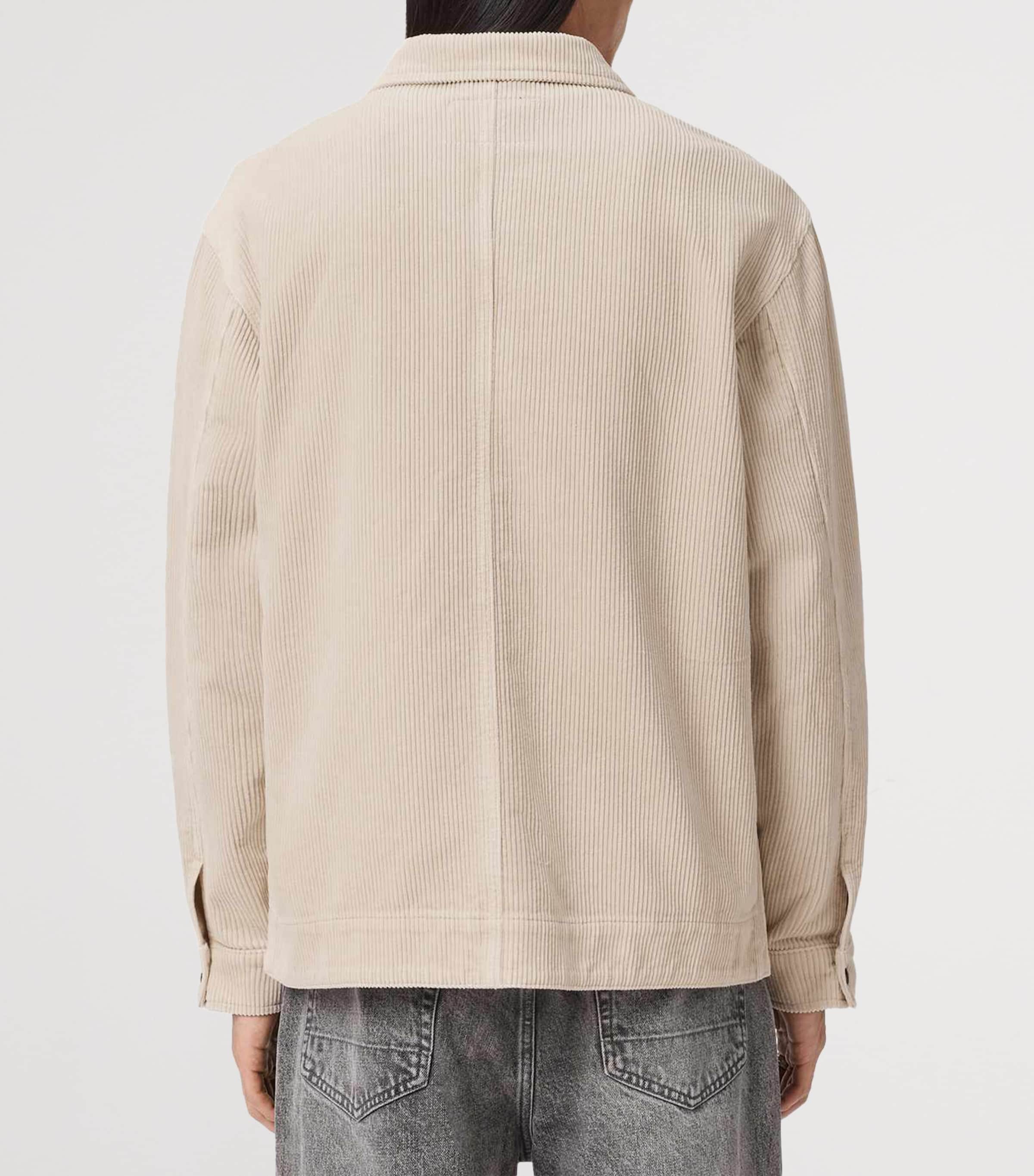 AllSaints Mens Corduroy Castleford Overshirt Pebble White Image 4