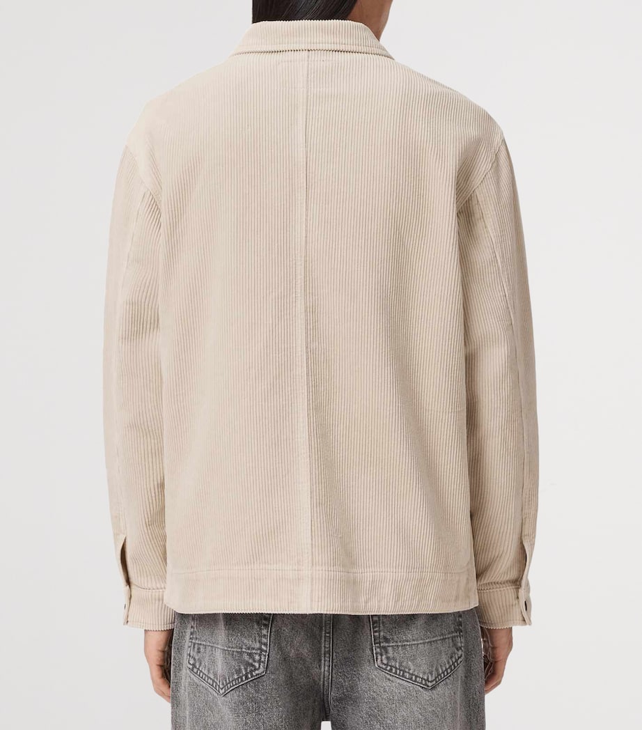 AllSaints Mens Corduroy Castleford Overshirt Pebble White Image 4