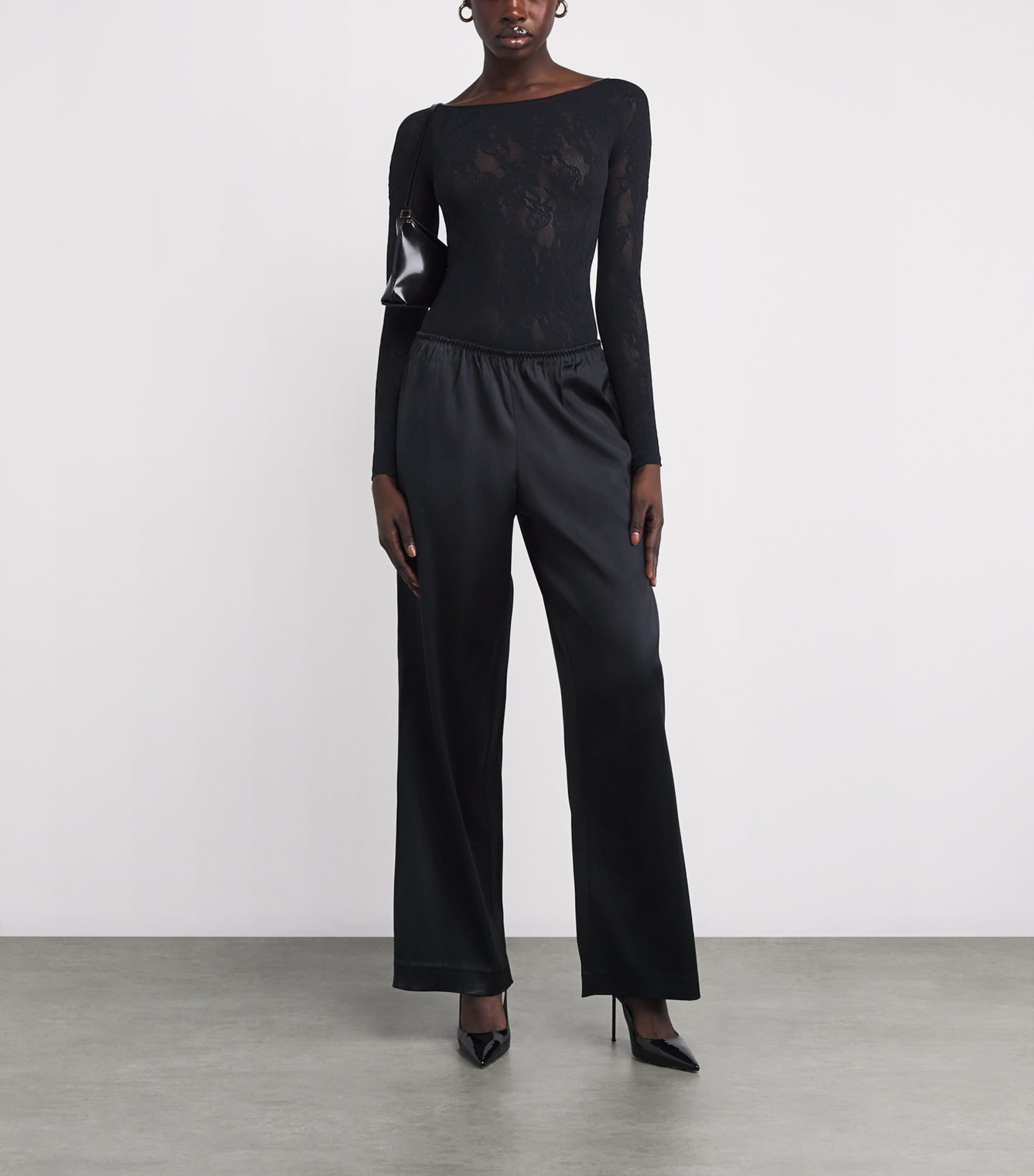 Lace Boat-Neck Long-Sleeve T-Shirt OBSIDIAN Image 2