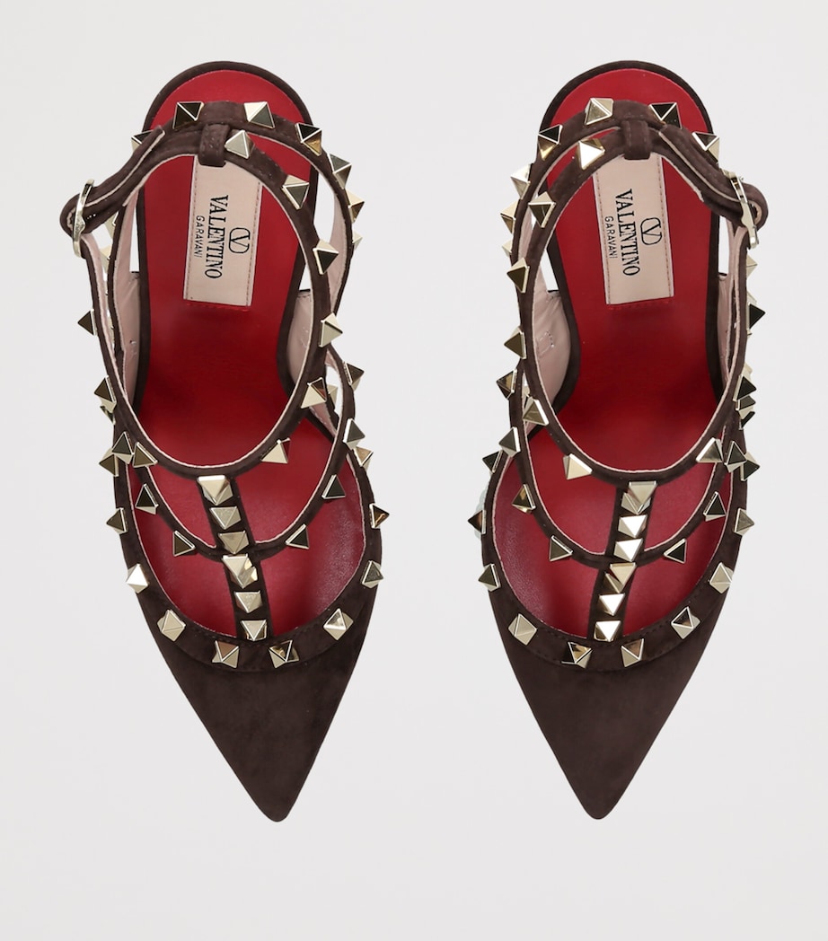 Valentino Garavani Suede Rockstud Pumps 100 Dark Brown Image 3