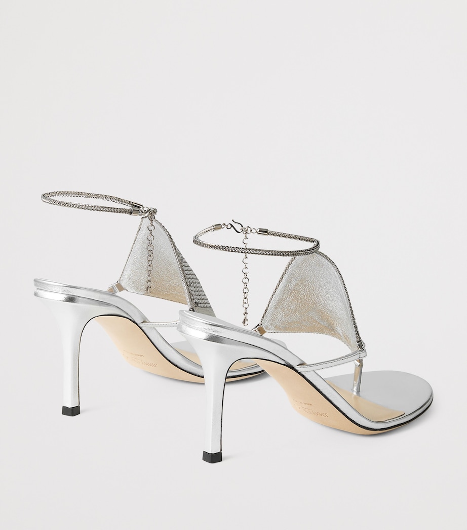 Archive Collection: Metallic Leather Heeled Sandals SILVER Image 4