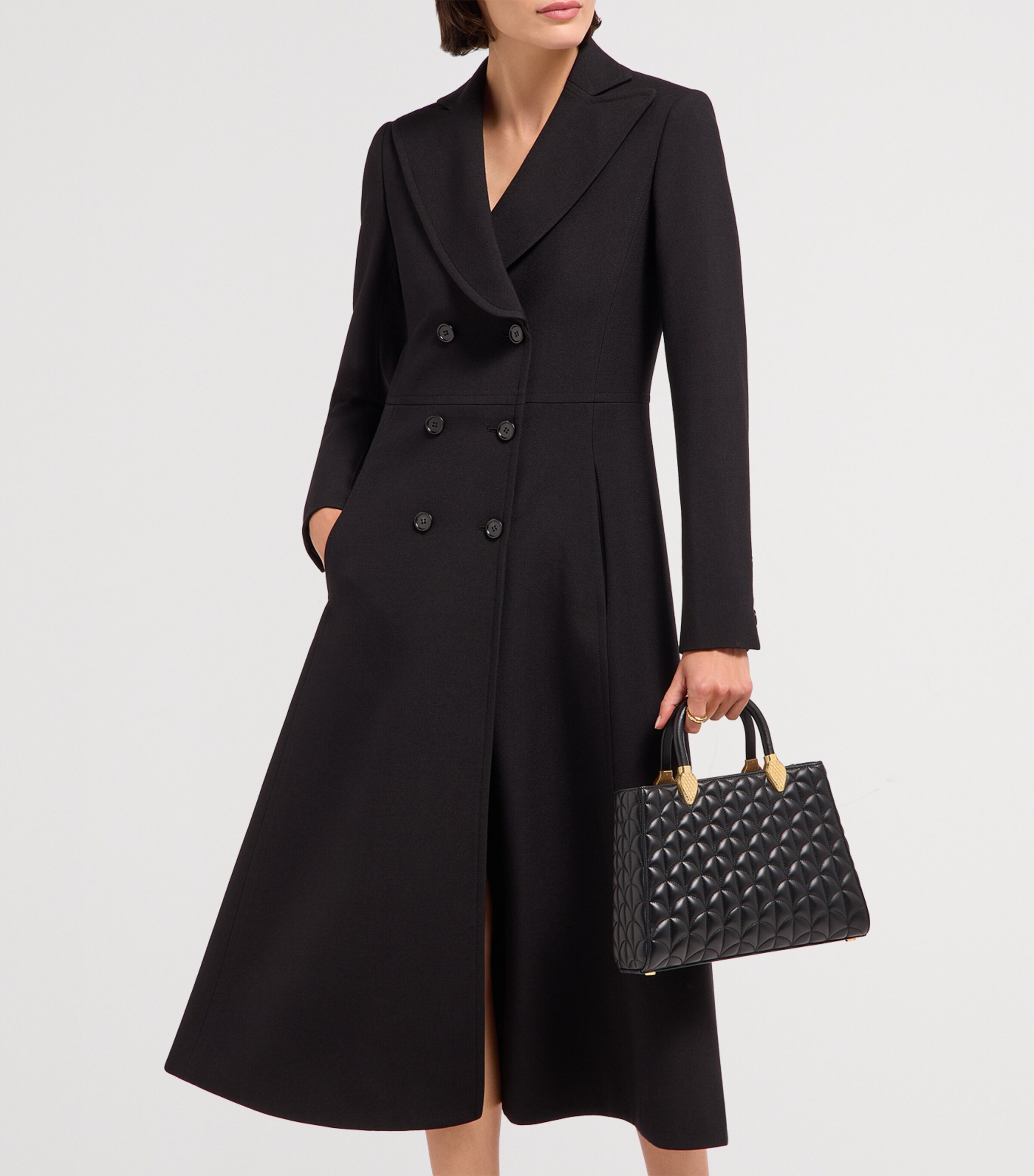 Bvlgari Leather Serpentine Duo Top-Handle Bag Black Image 4
