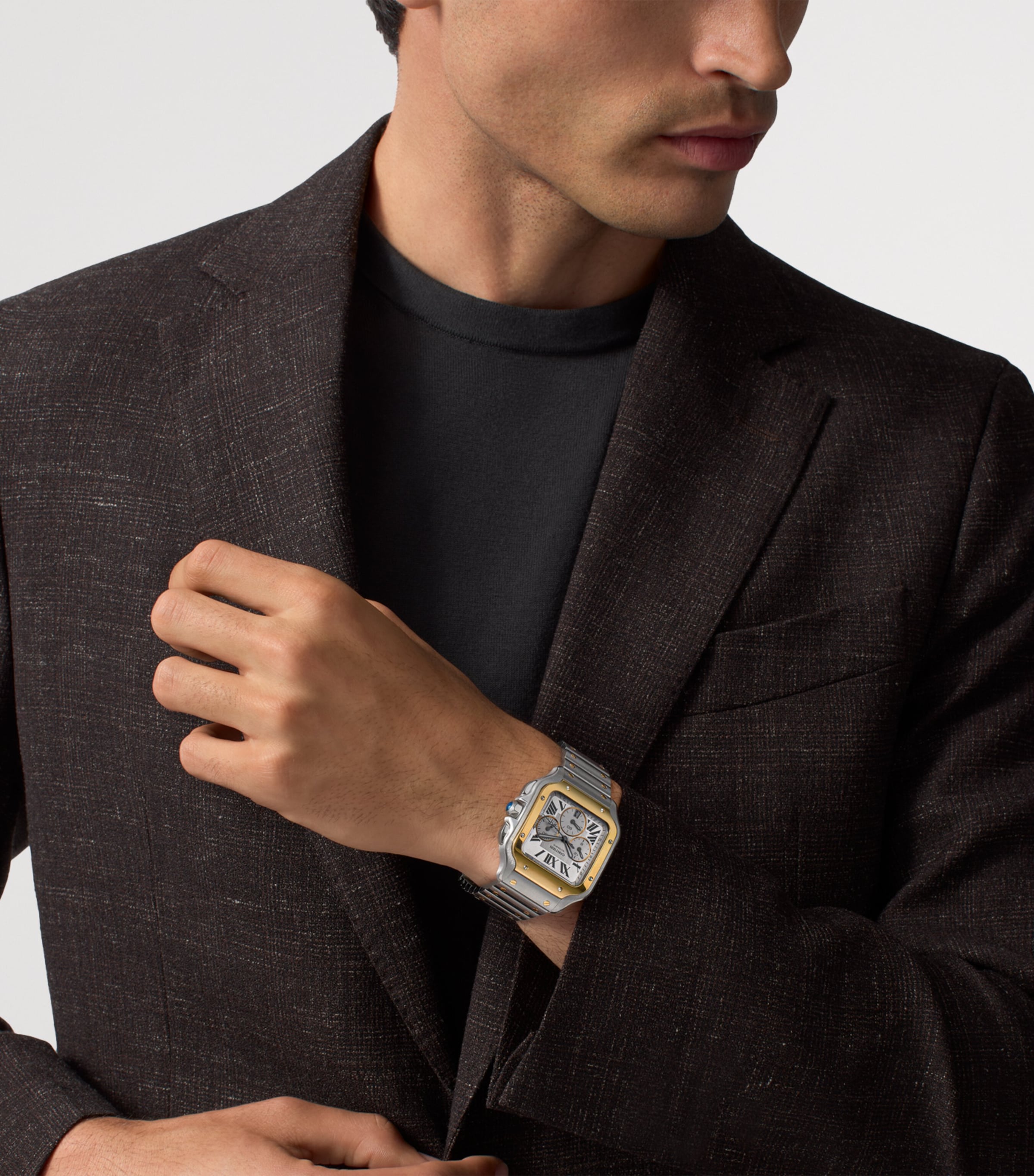 Cartier Large Stainless Steel and Yellow Gold Santos de Cartier Watch 39.8mm Steel + Yellow Gold Image 2
