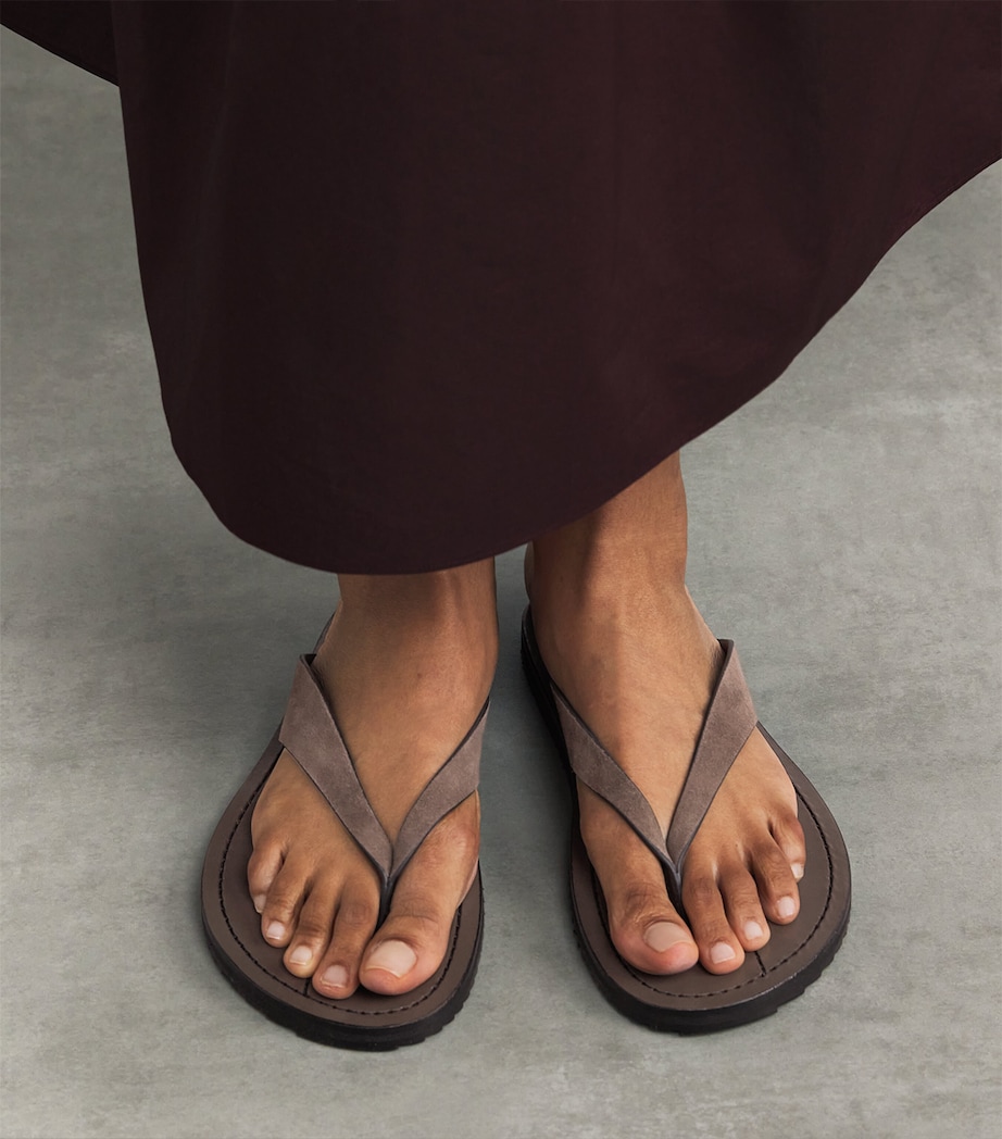 Leather Flora Flip Flops CEDAR SUEDE Image 2