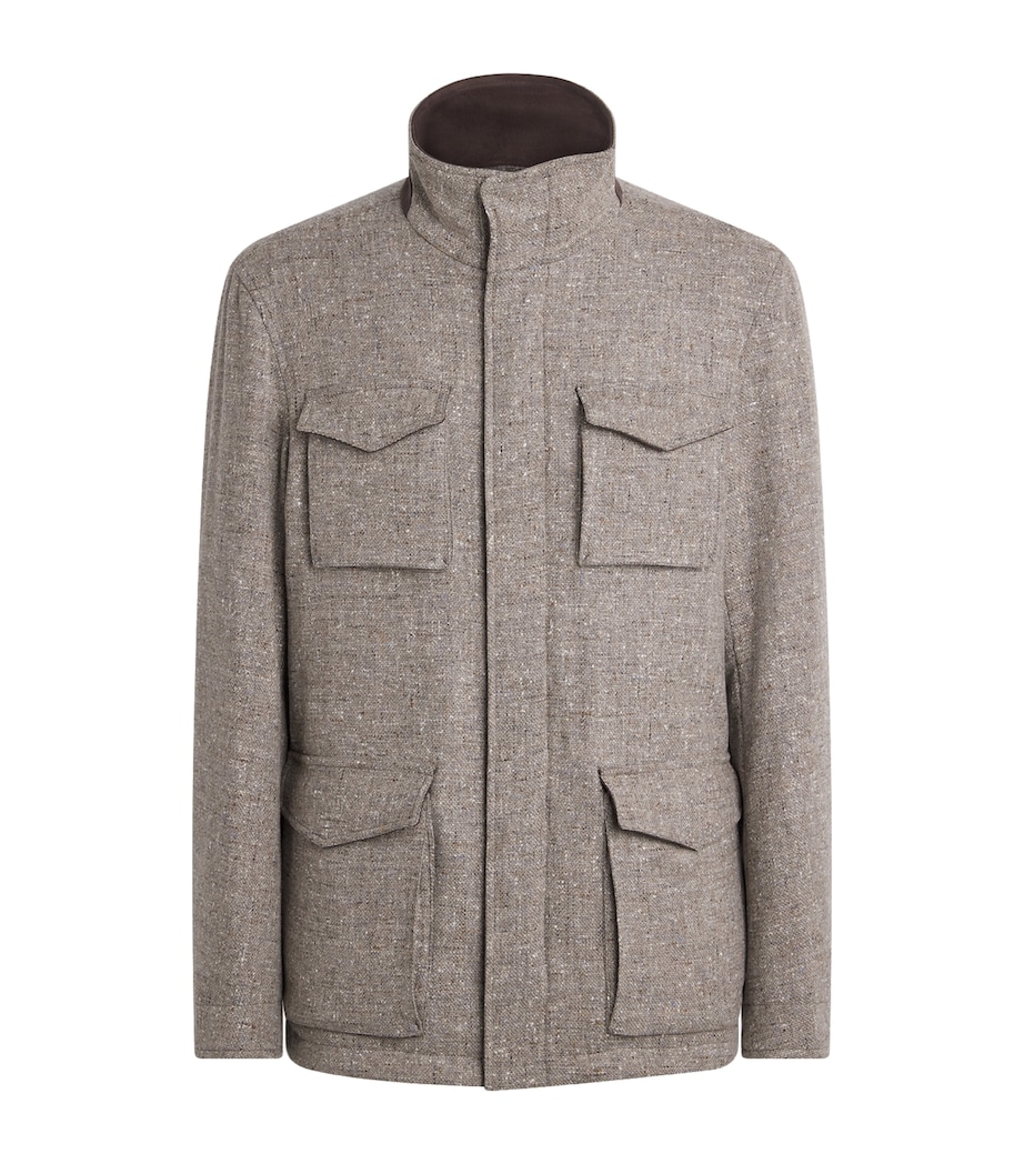 Herno Mens Wool Hybrid High-Neck Jacket Taupe Image 1