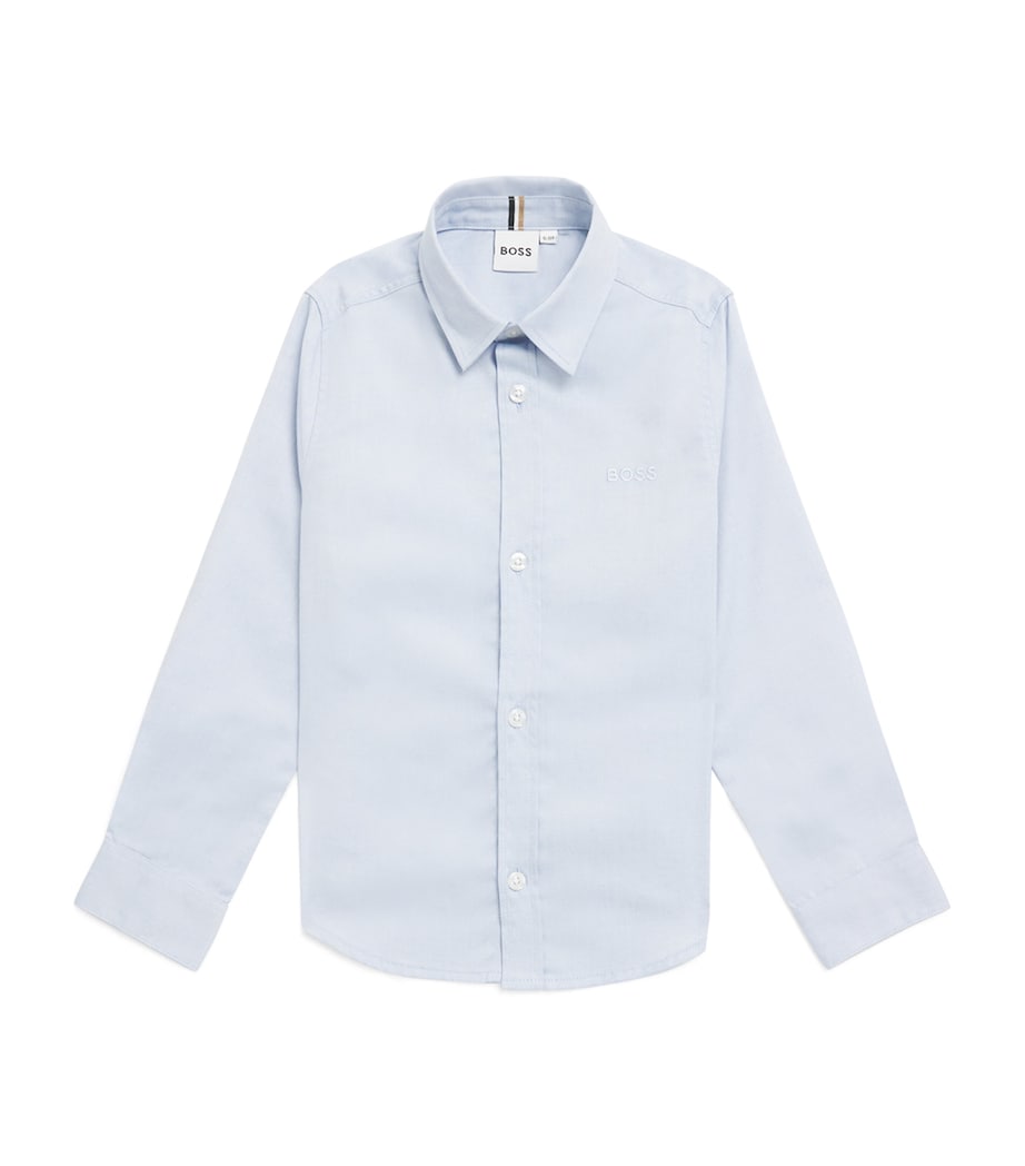 BOSS Kidswear Cotton Oxford Shirt (4-16 Years) Pale Blue Image 1