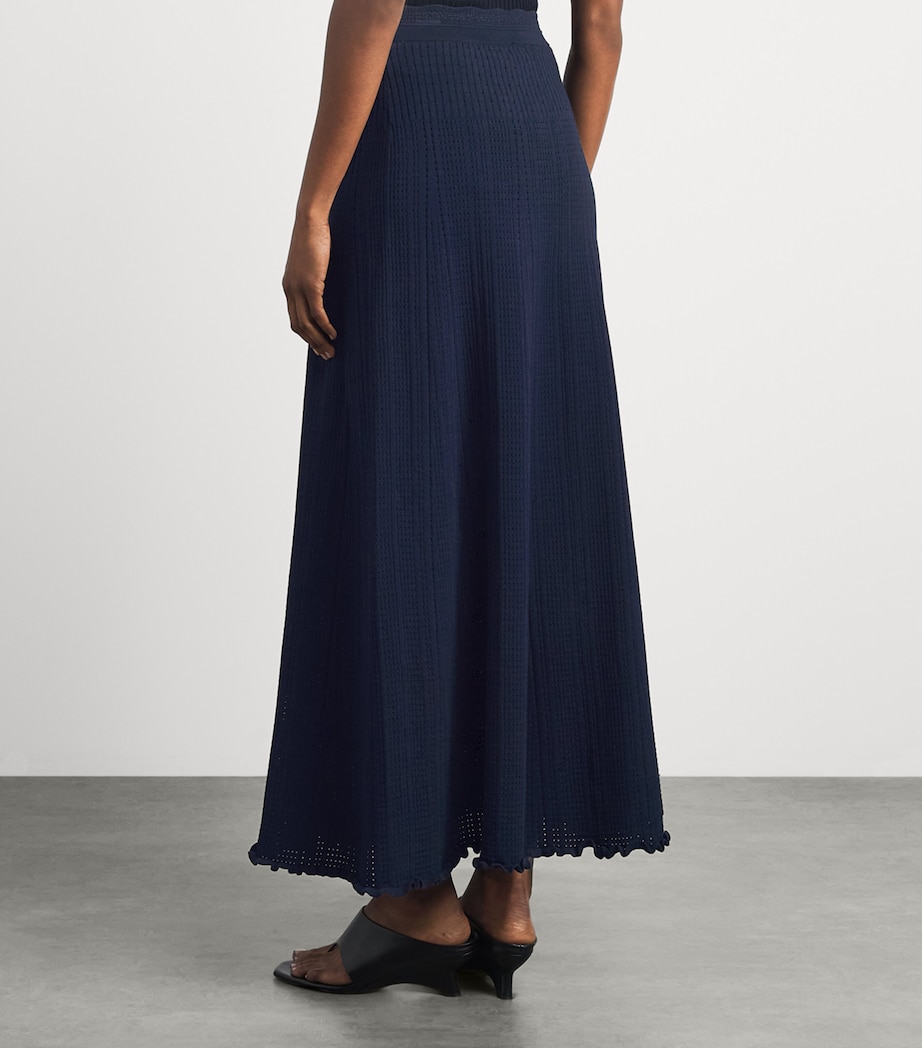 Sandro Paris Womens Pointelle Maxi Skirt Navy Blue Image 5