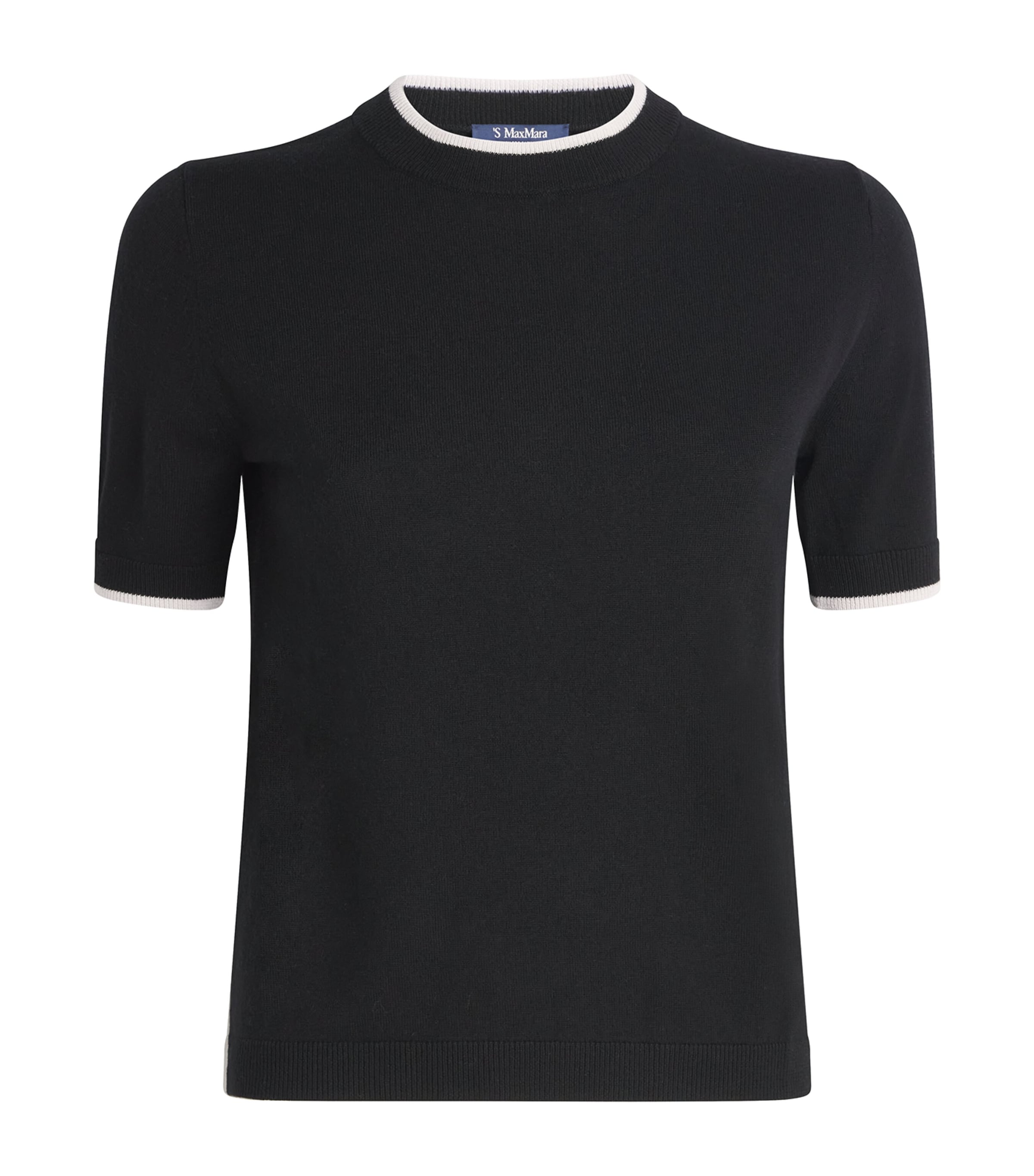 Max Mara Virgin Wool Contrast-trim Sweater In Black
